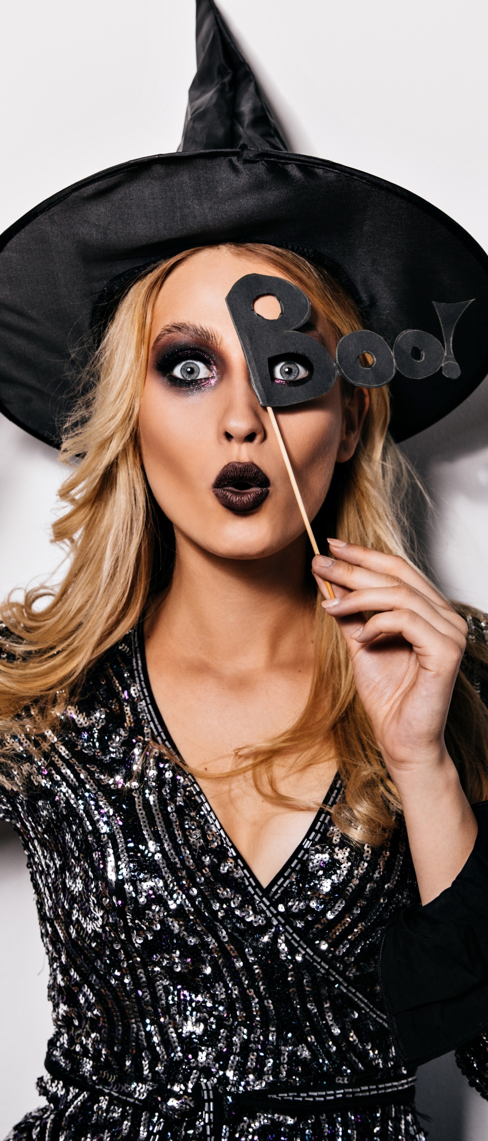 Women Model, Blonde, Witch Hat, 1644x3840, Phone HD Wallpaper