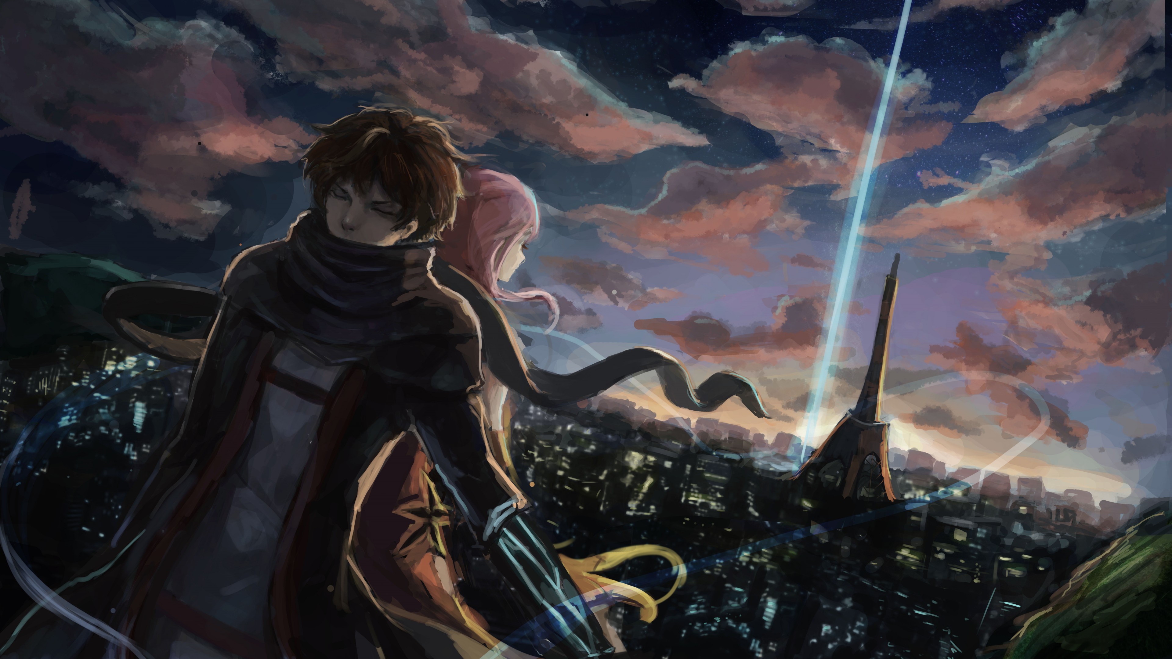 anime, city, 4K, HD Wallpaper