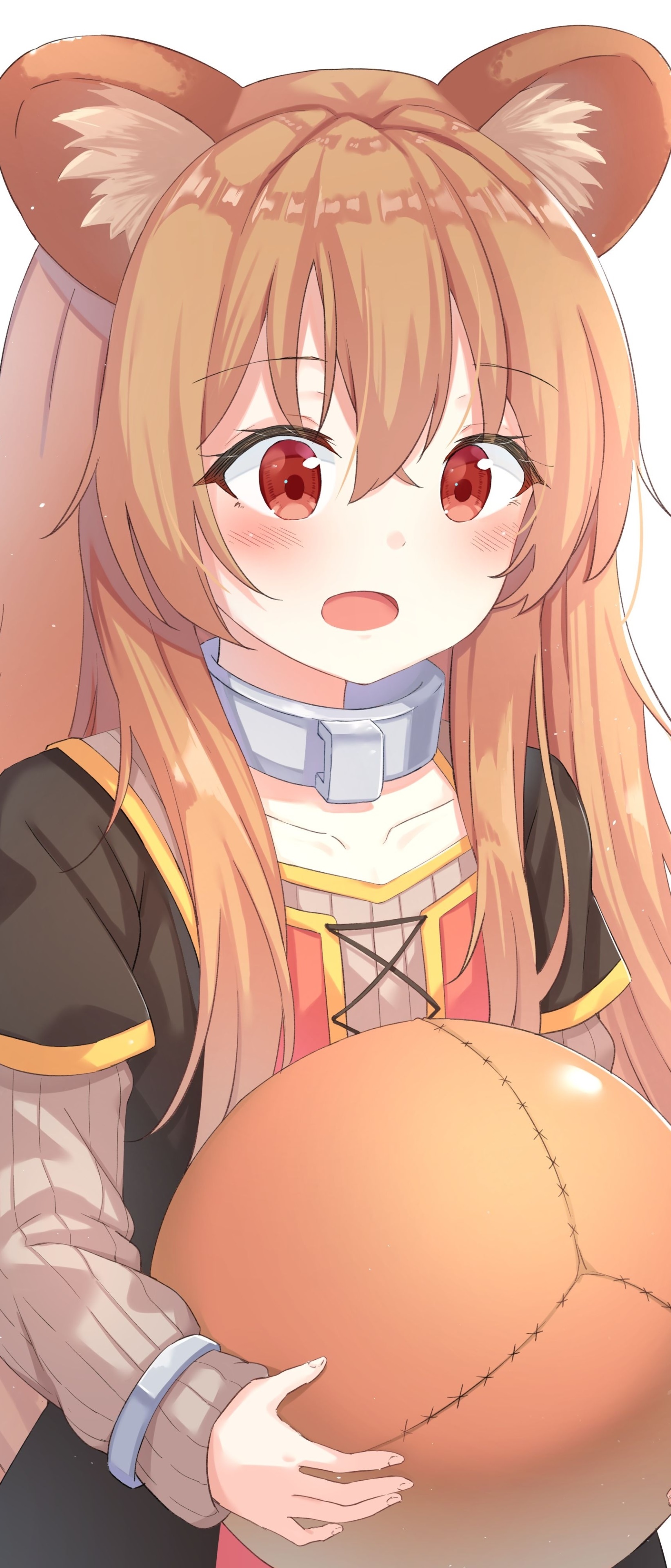 Anime The Rising of the Shield Hero, Raphtalia (The Rising Of The Shield Hero), Red Eyes, Face, Animal Ears, Brown Hair, 1644x3840, Phone HD Wallpaper