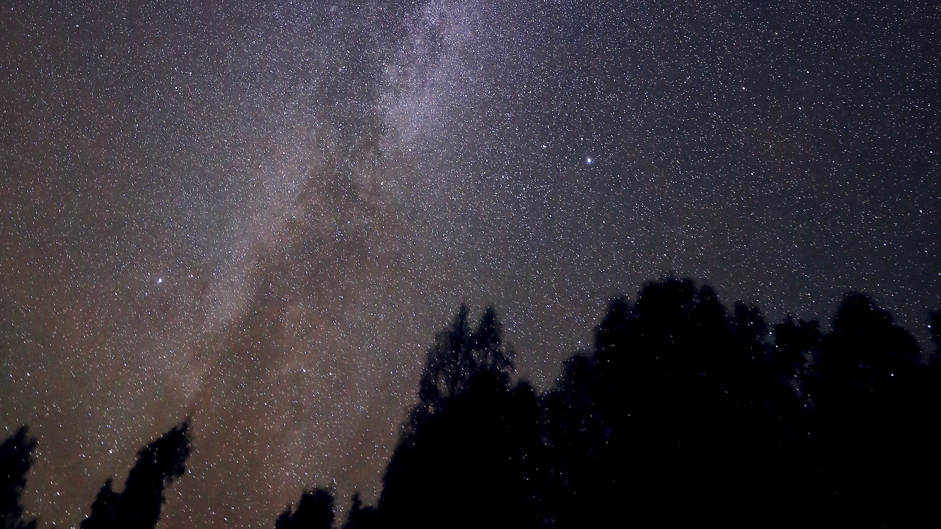 starry sky, stars, space, silhouettes, 4k, HD Wallpaper