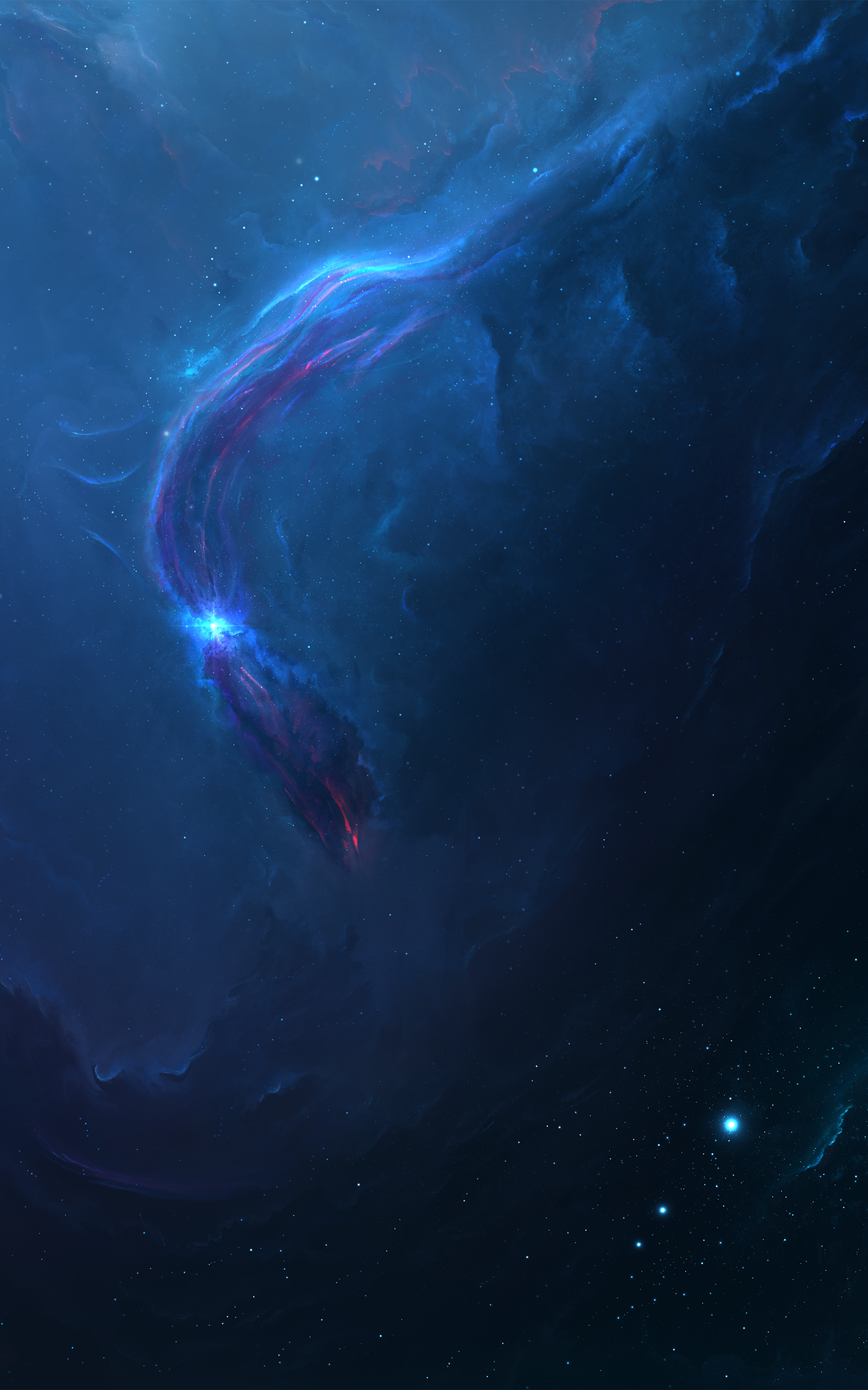 Sci Fi Nebula, Blue, Cosmos, Space, Stars, 1600x2560, Phone HD Wallpaper