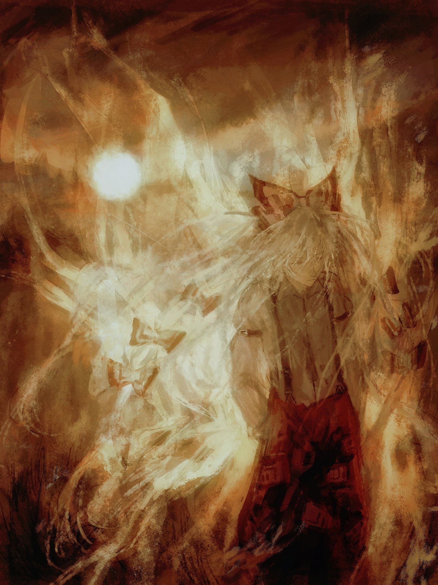 Anime Touhou, Fujiwara No Mokou, 1536x2048, Phone HD Wallpaper