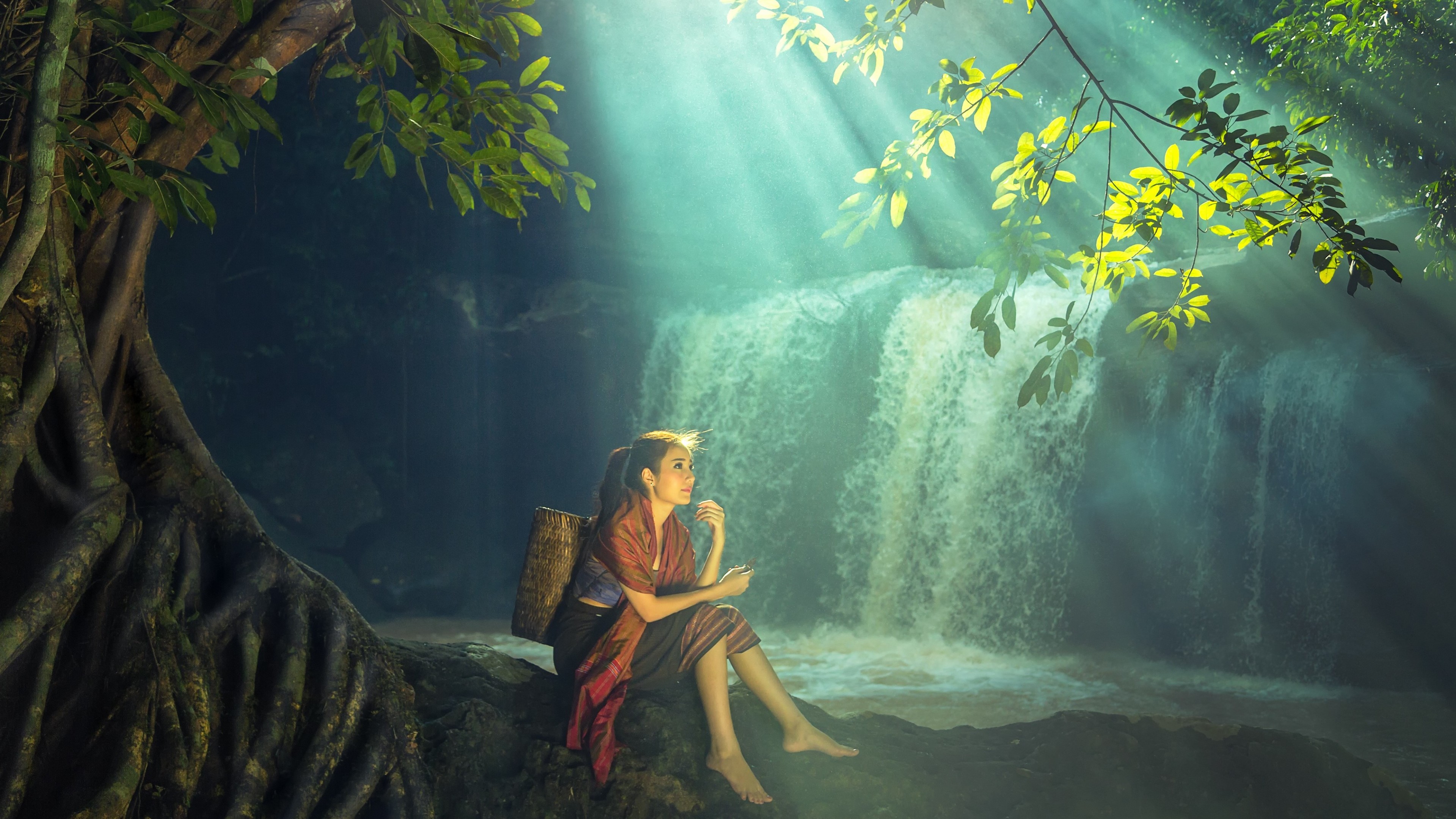 Waterfall, Thailand, 4K, HD Wallpaper