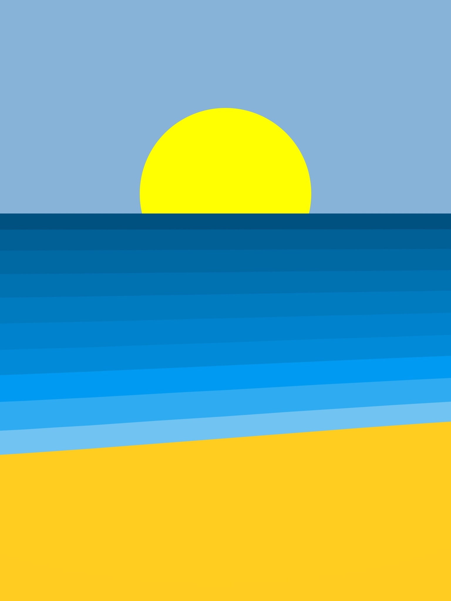 Artistic Minimalist, Sun, Beach, Ocean, 1536x2048, Phone HD Wallpaper