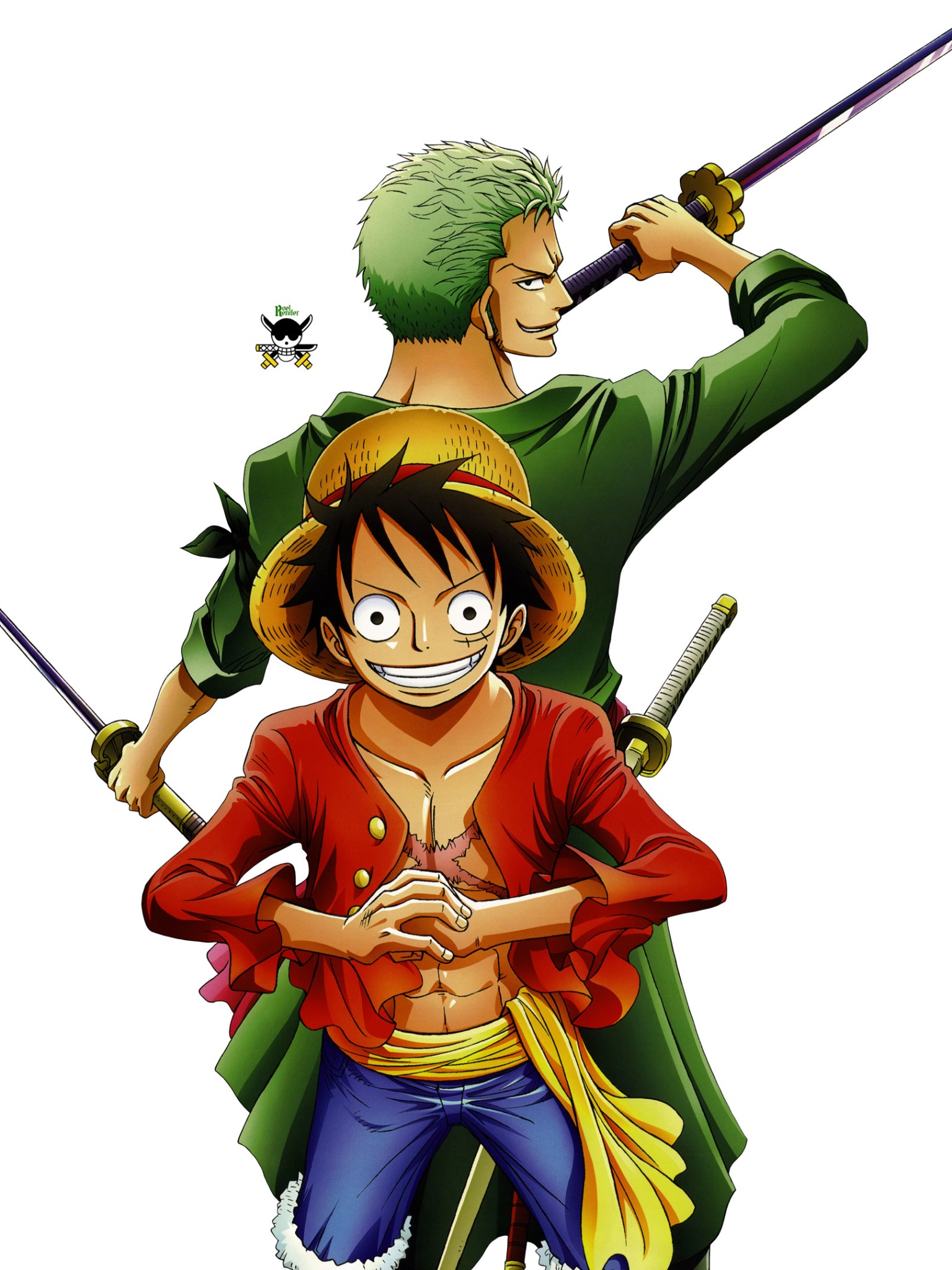 Anime One Piece, Roronoa Zoro, Monkey D. Luffy, 1536x2048, Phone HD Wallpaper