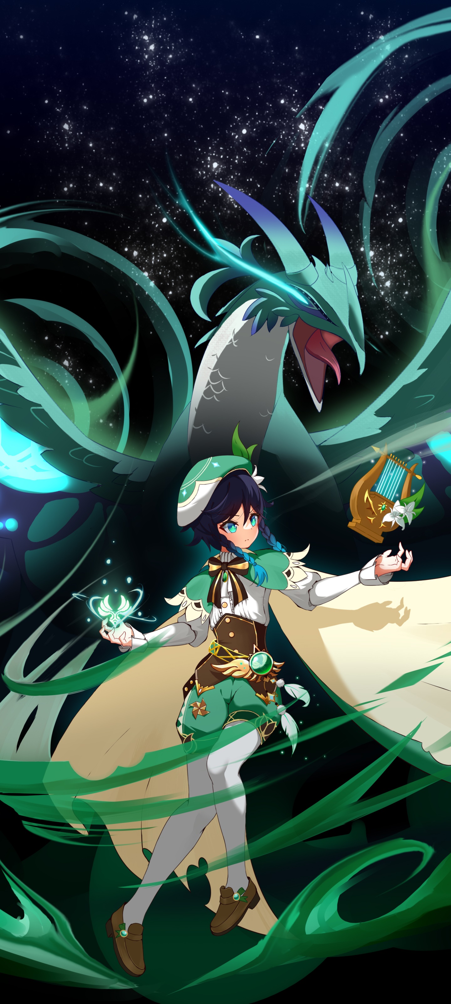 Video Game Genshin Impact, Dvalin (Genshin Impact), Venti (Genshin Impact), 1440x3200, Phone HD Wallpaper