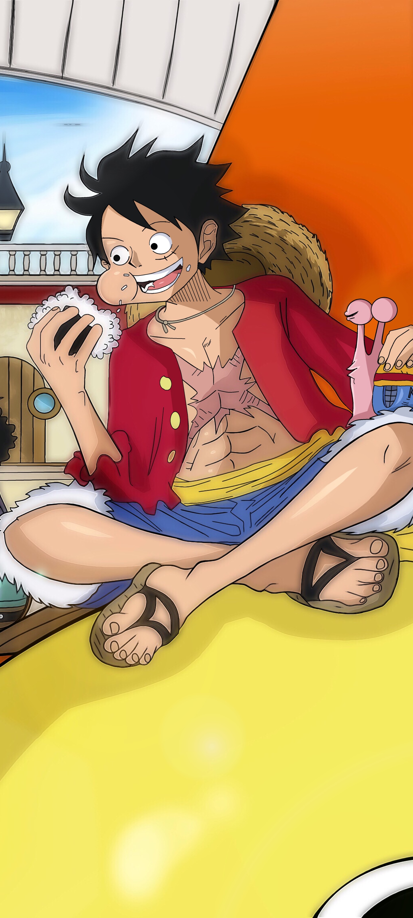 Anime One Piece, Eating, Monkey D. Luffy, 1440x3200, Phone HD Wallpaper