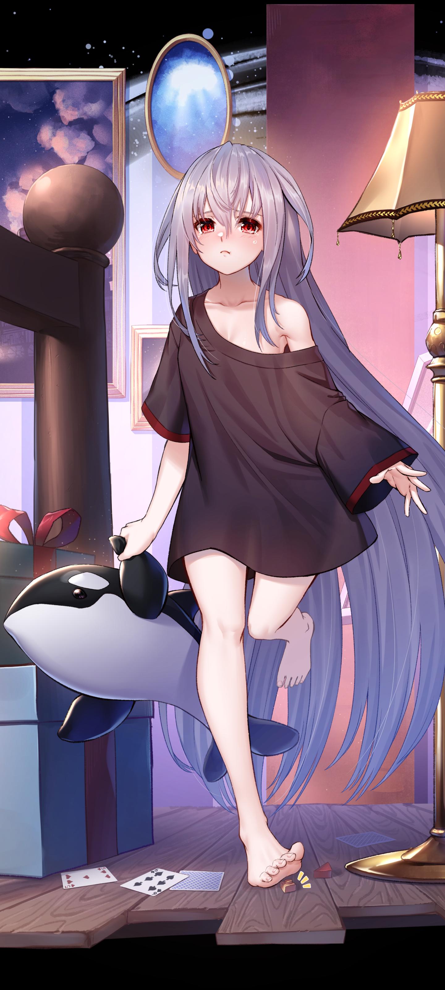 Video Game Arknights, White Hair, Skadi (Arknights), Red Eyes, Long Hair, 1440x3200, Phone HD Wallpaper