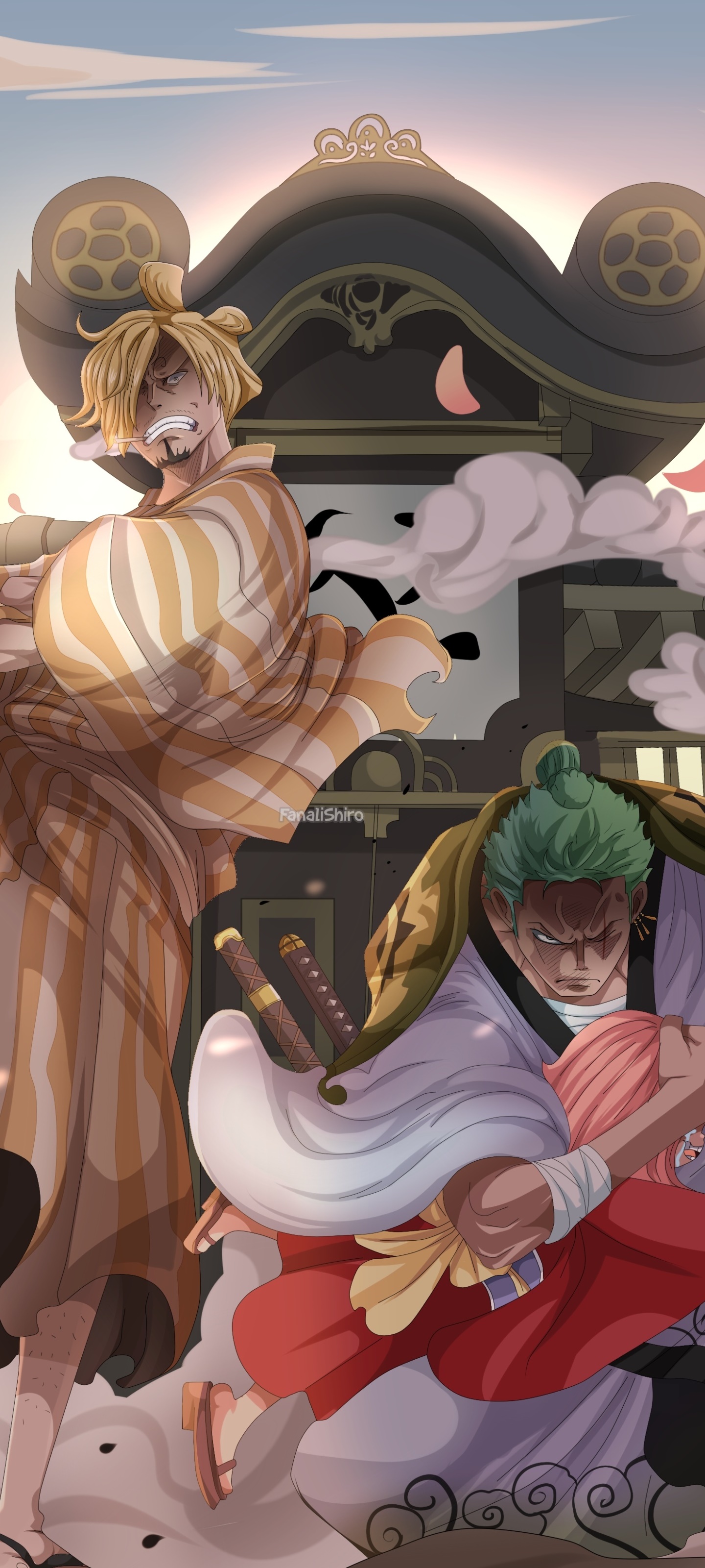 Anime One Piece, Toko (One Piece), Sanji (One Piece), Roronoa Zoro, 1440x3200, Phone HD Wallpaper