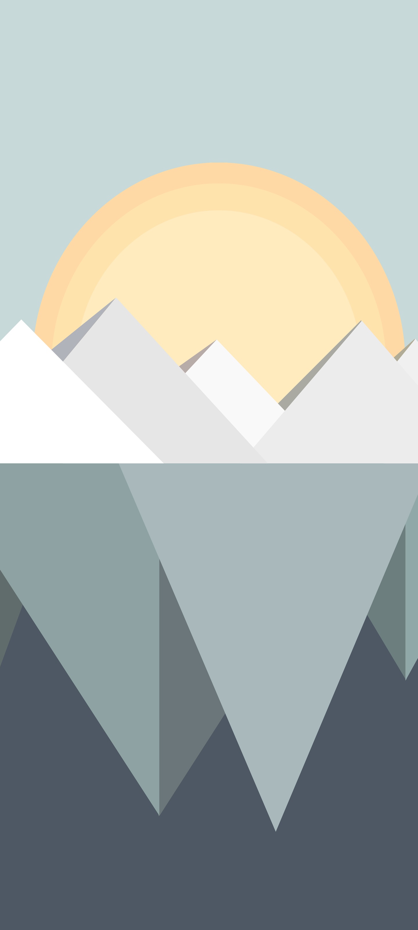 Artistic Minimalist, Water, Sun, Iceberg, 1440x3200, Phone HD Wallpaper