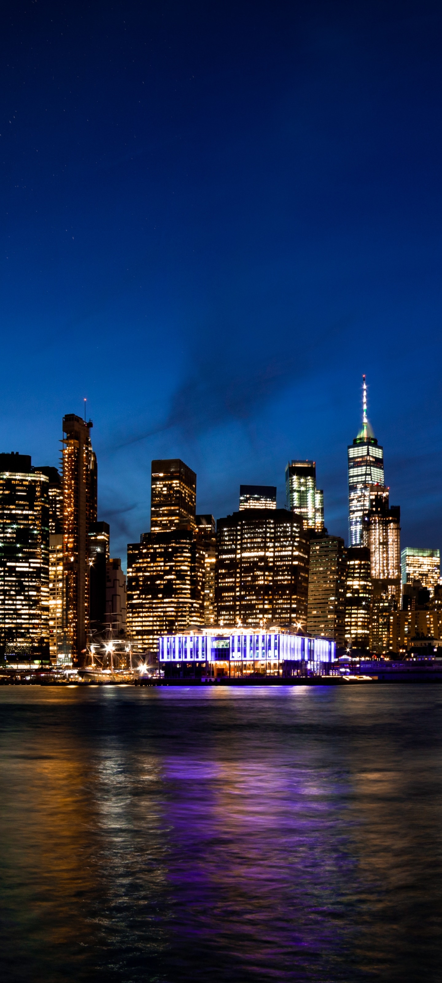 Man Made Manhattan, City, New York, Night, Building, Skyscraper, 1440x3200, Phone HD Wallpaper