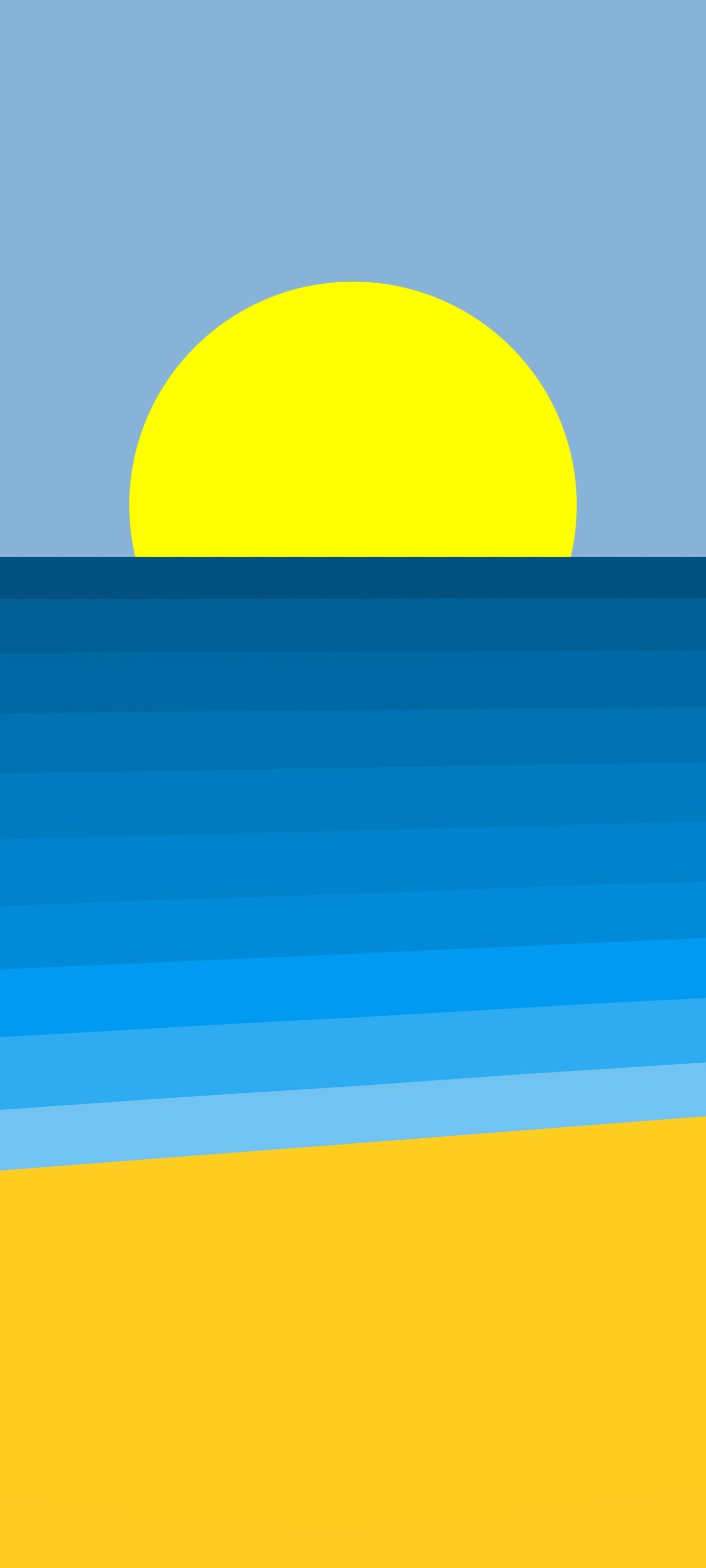 Artistic Minimalist, Ocean, Sun, Beach, 1440x3200, Phone HD Wallpaper
