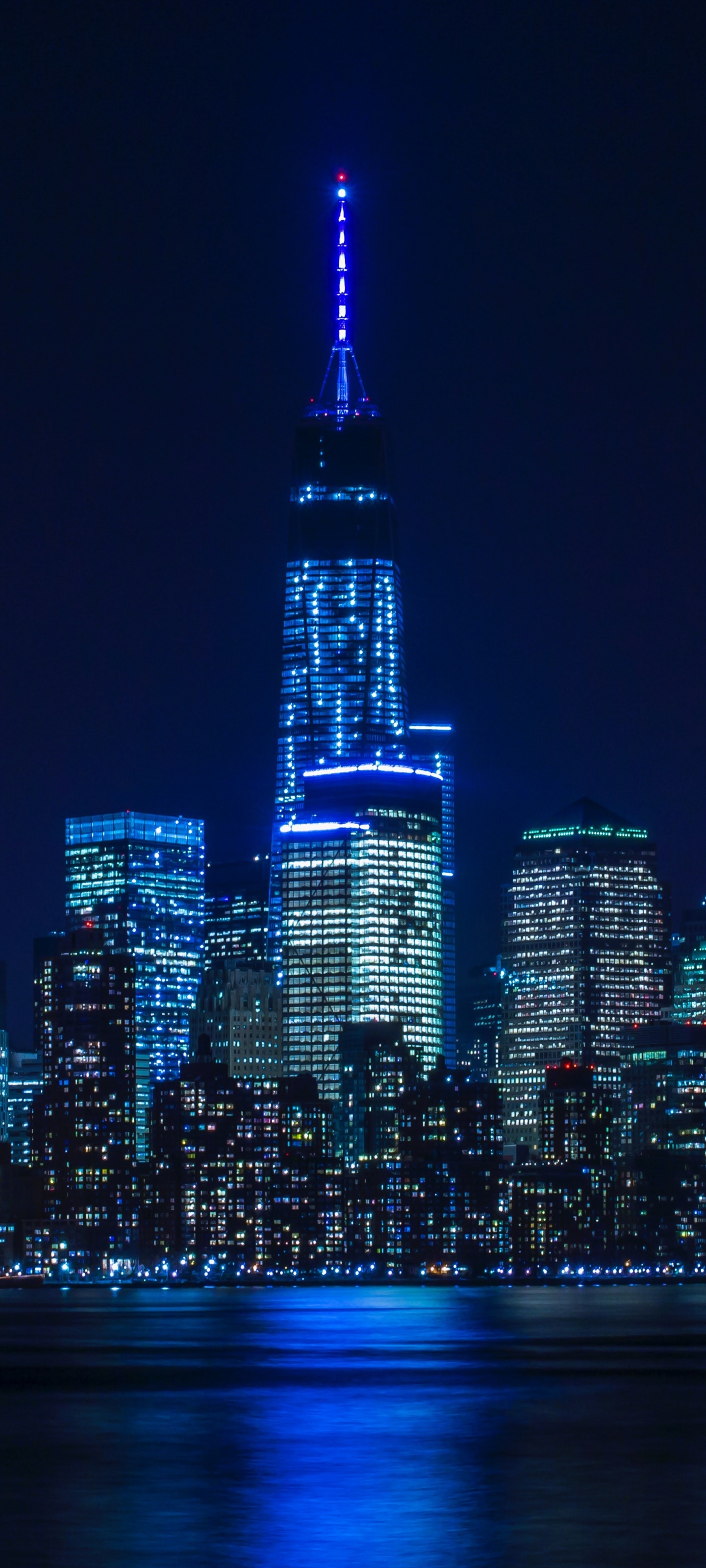 Man Made Manhattan, Architecture, Building, City, New York, Blue, 1440x3200, Phone HD Wallpaper