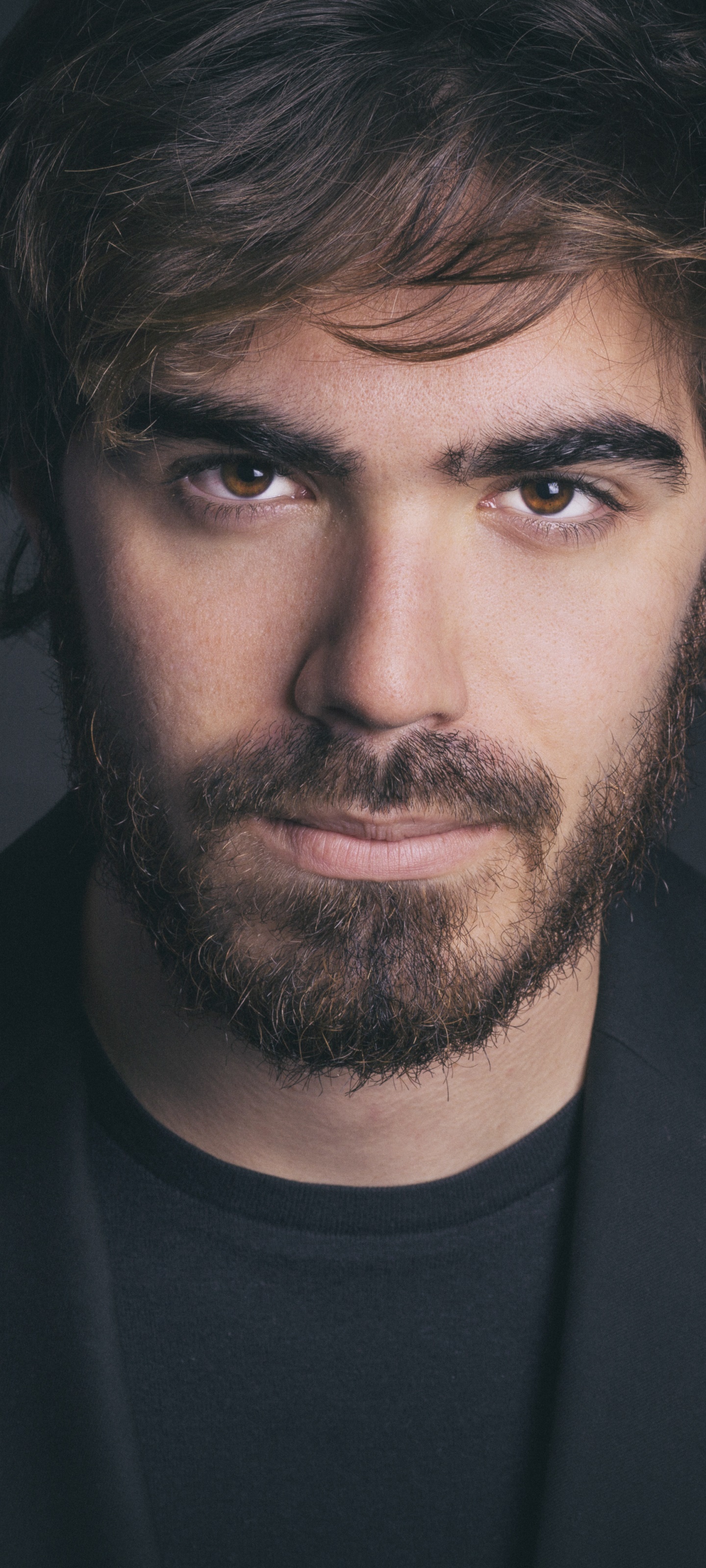 Men Model, Brown Eyes, Beard, 1440x3200, Phone HD Wallpaper