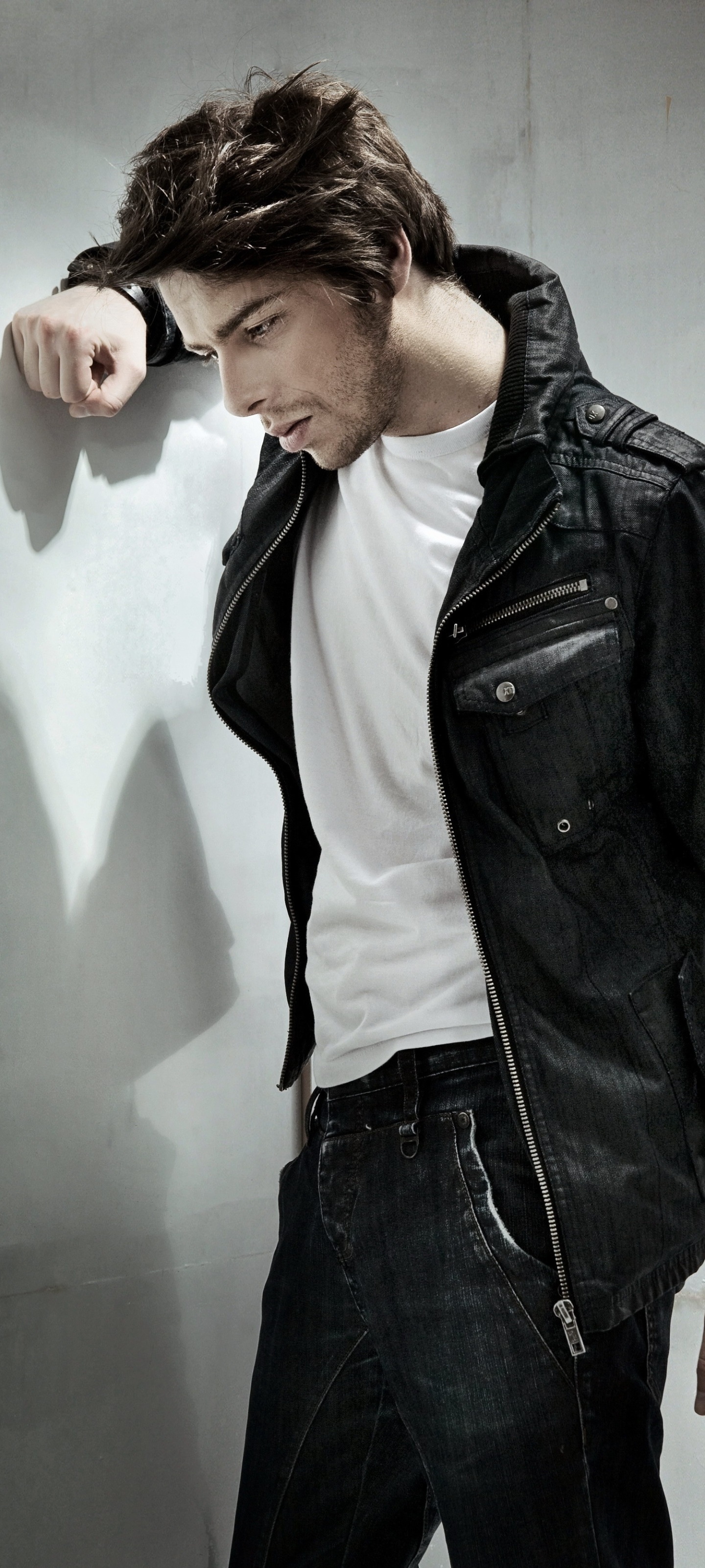 Men Model, Jacket, Brown Hair, 1440x3200, Phone HD Wallpaper