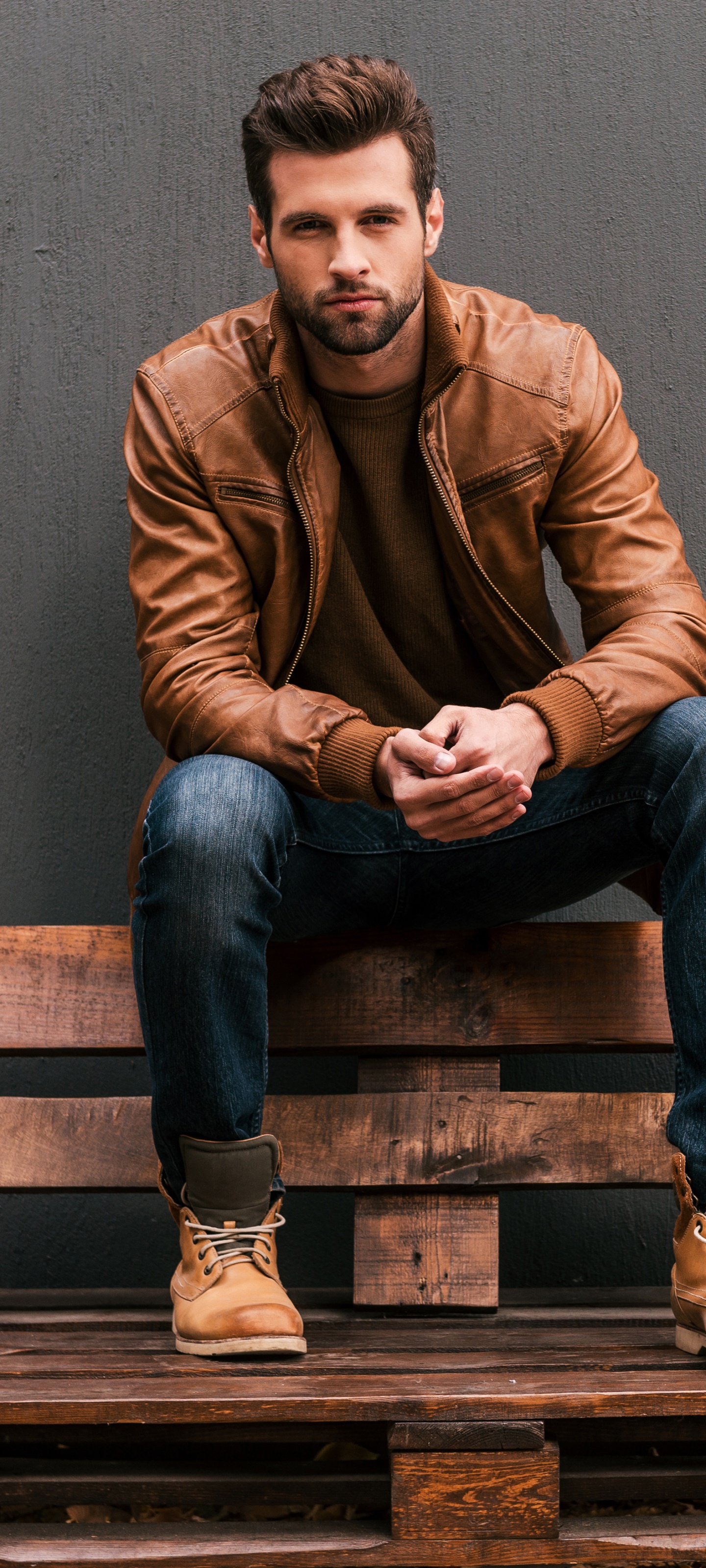 Men Model, Leather Jacket, 1440x3200, Phone HD Wallpaper