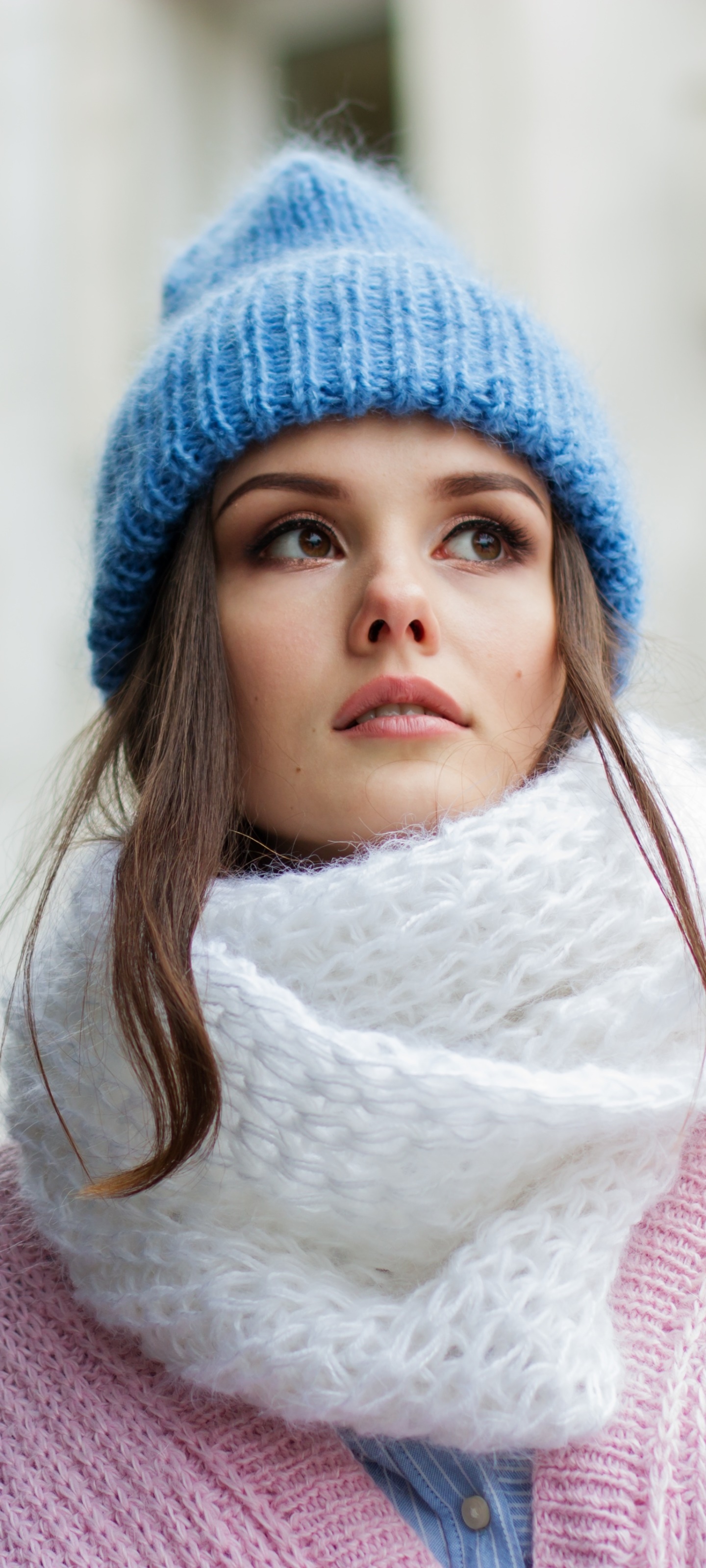 Women Model, Hat, Scarf, 1440x3200, Phone HD Wallpaper