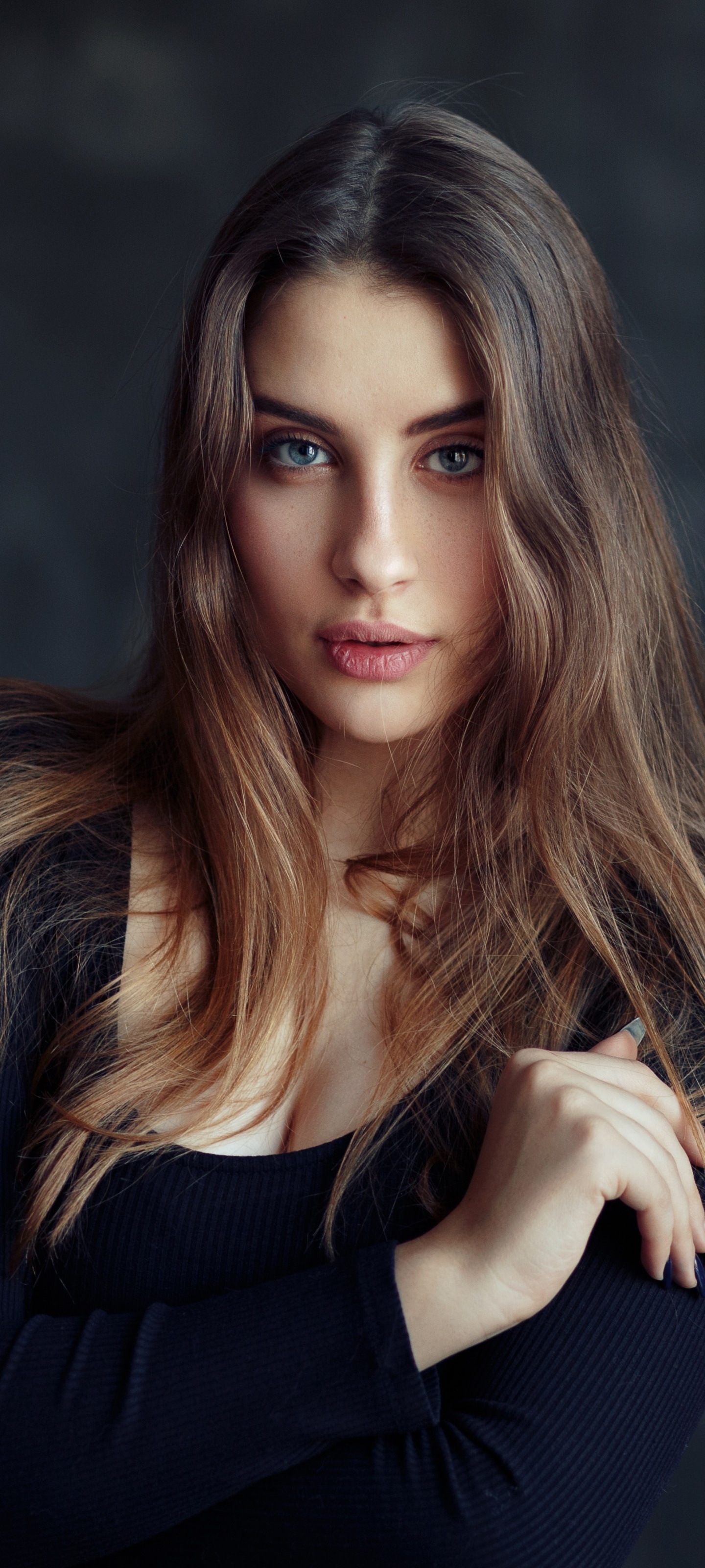 Women Model, Blue Eyes, Brunette, 1440x3200, Phone HD Wallpaper