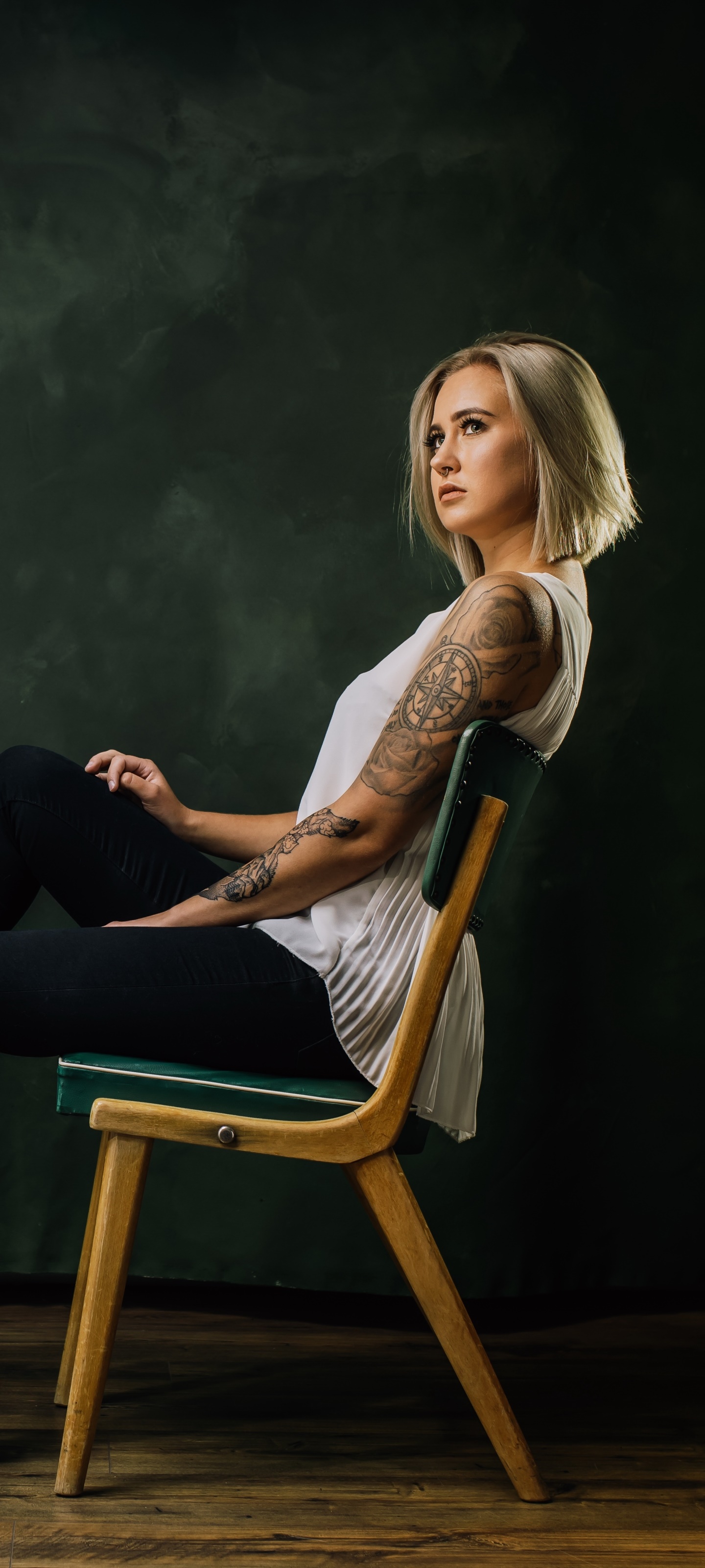 Women Model, Blonde, Tattoo, 1440x3200, Phone HD Wallpaper