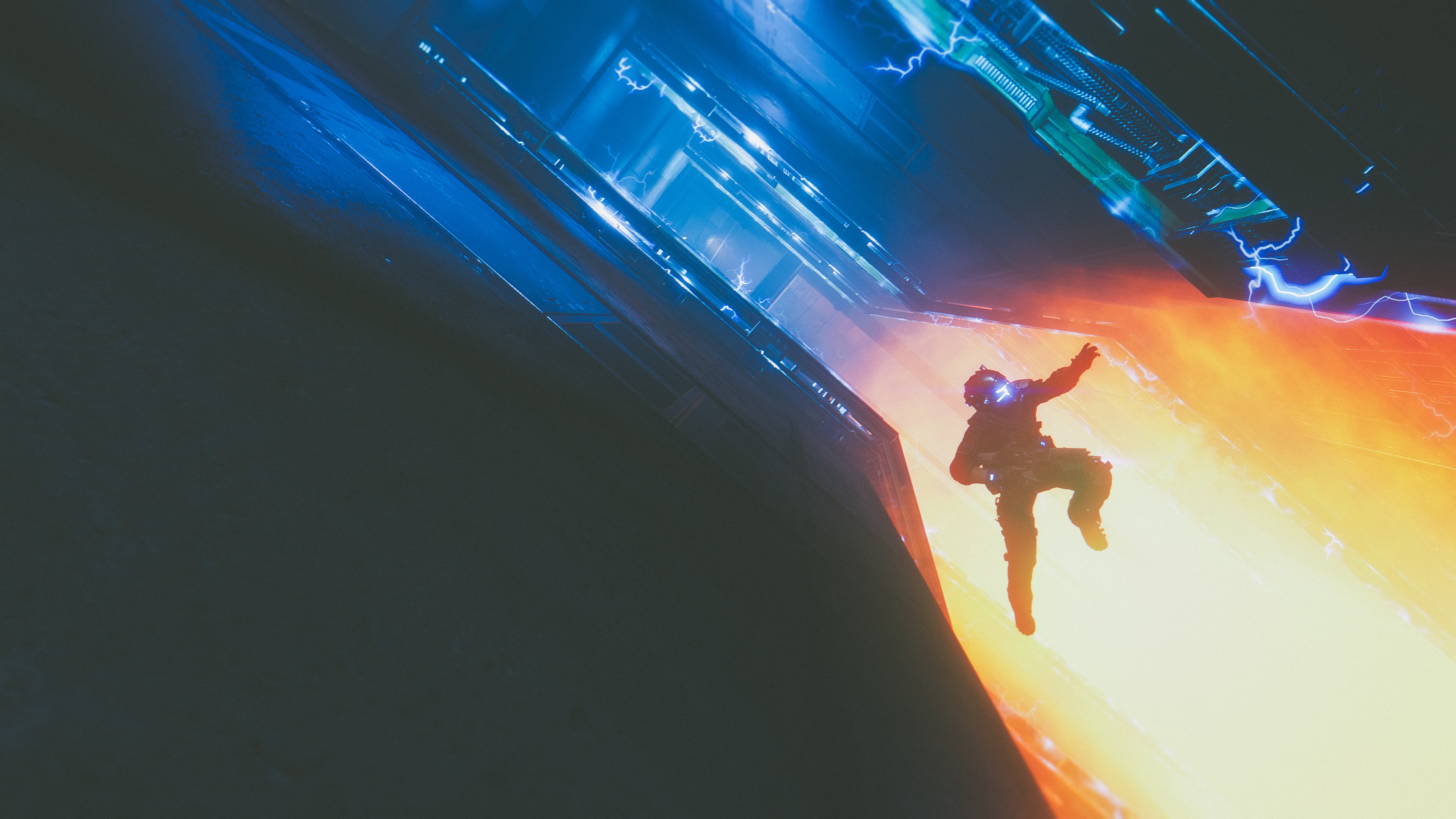 Cosmic, Sunset, Space ship, 4K, HD Wallpaper