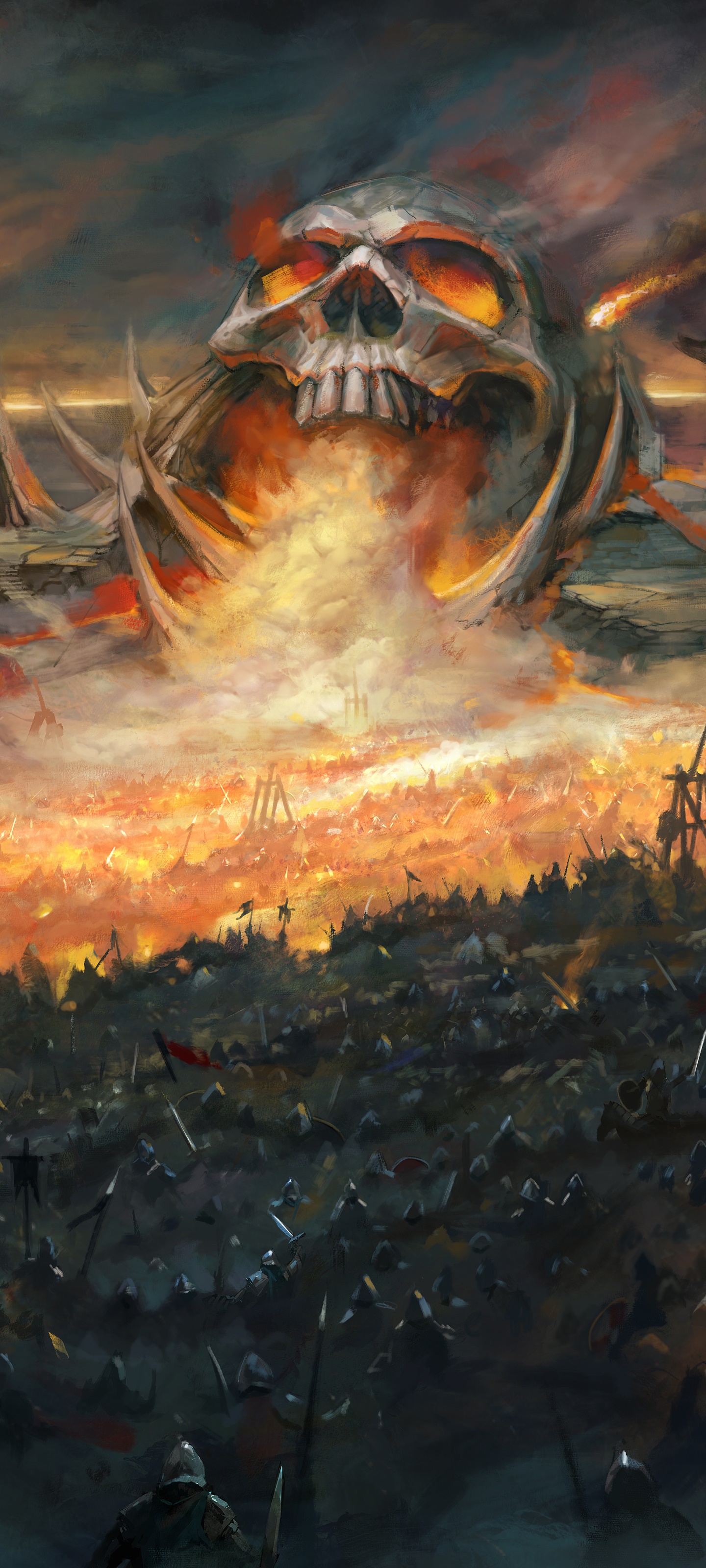 Fantasy Knight, Battle, Skull, 1440x3200, Phone HD Wallpaper