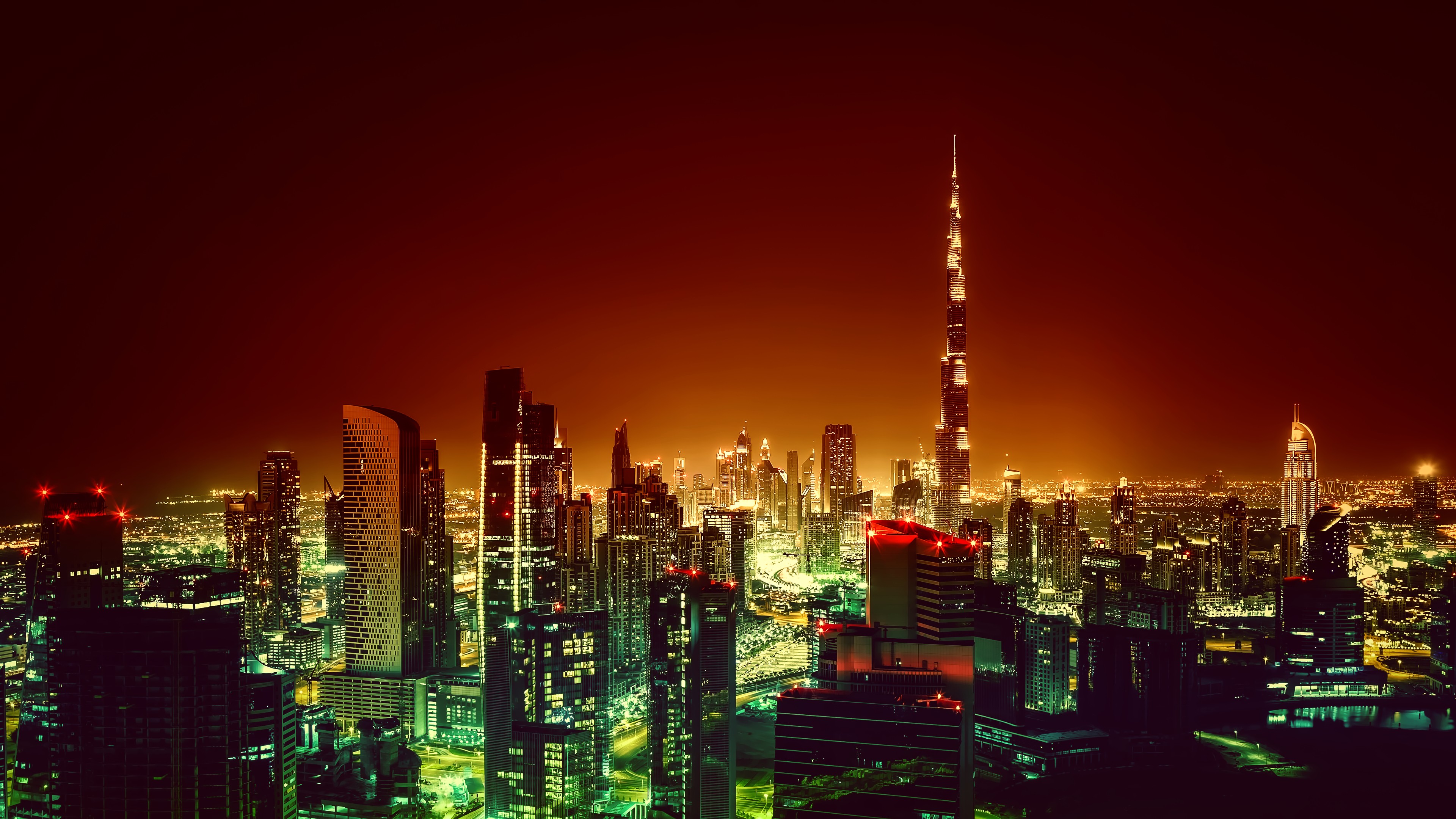 Burj Khalifa, Dubai, Cityscape, Night, 4K, HD Wallpaper
