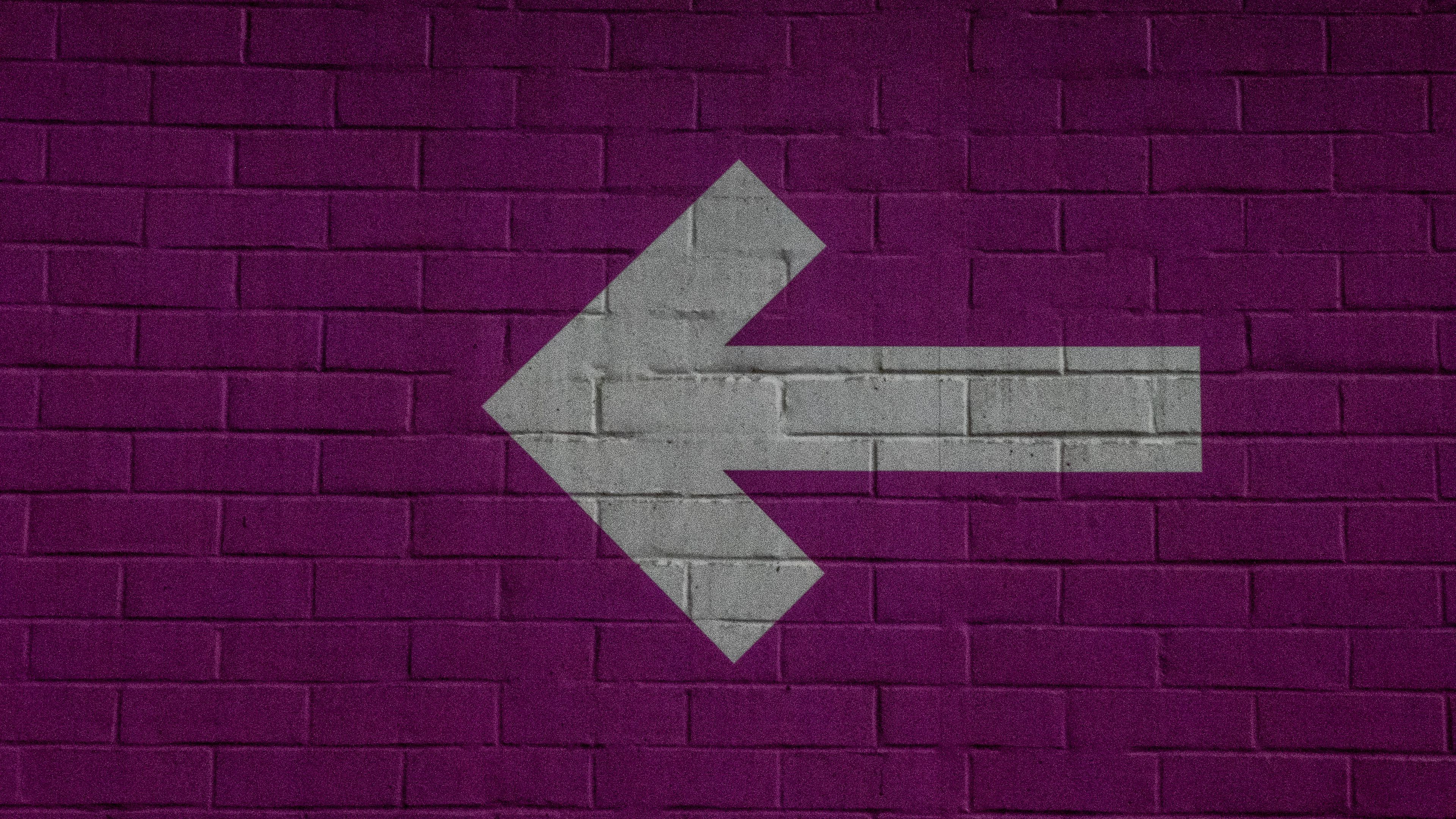 arrow, wall, pointer, brick, 4k, HD Wallpaper