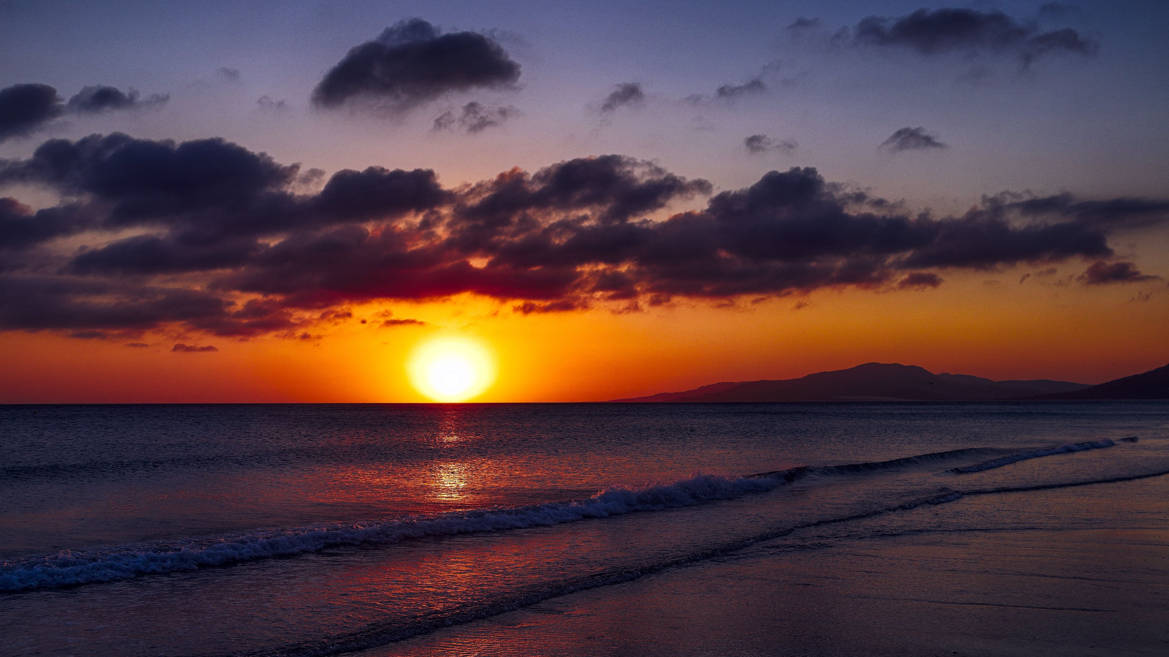sunset, sun, water, horizon, 4k, HD Wallpaper
