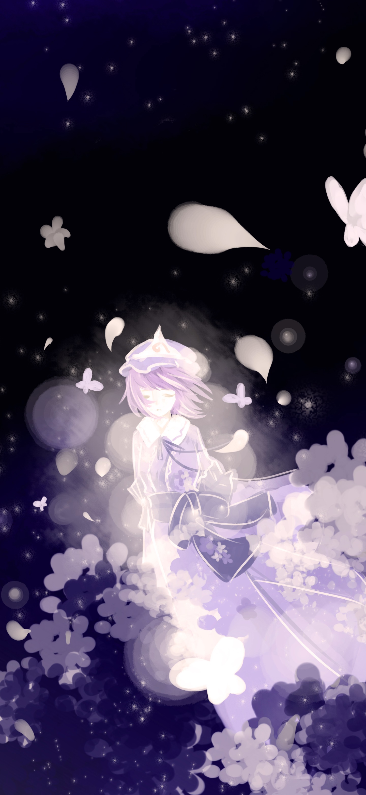 Anime Touhou, Yuyuko Saigyouji, 1440x3120, Phone HD Wallpaper