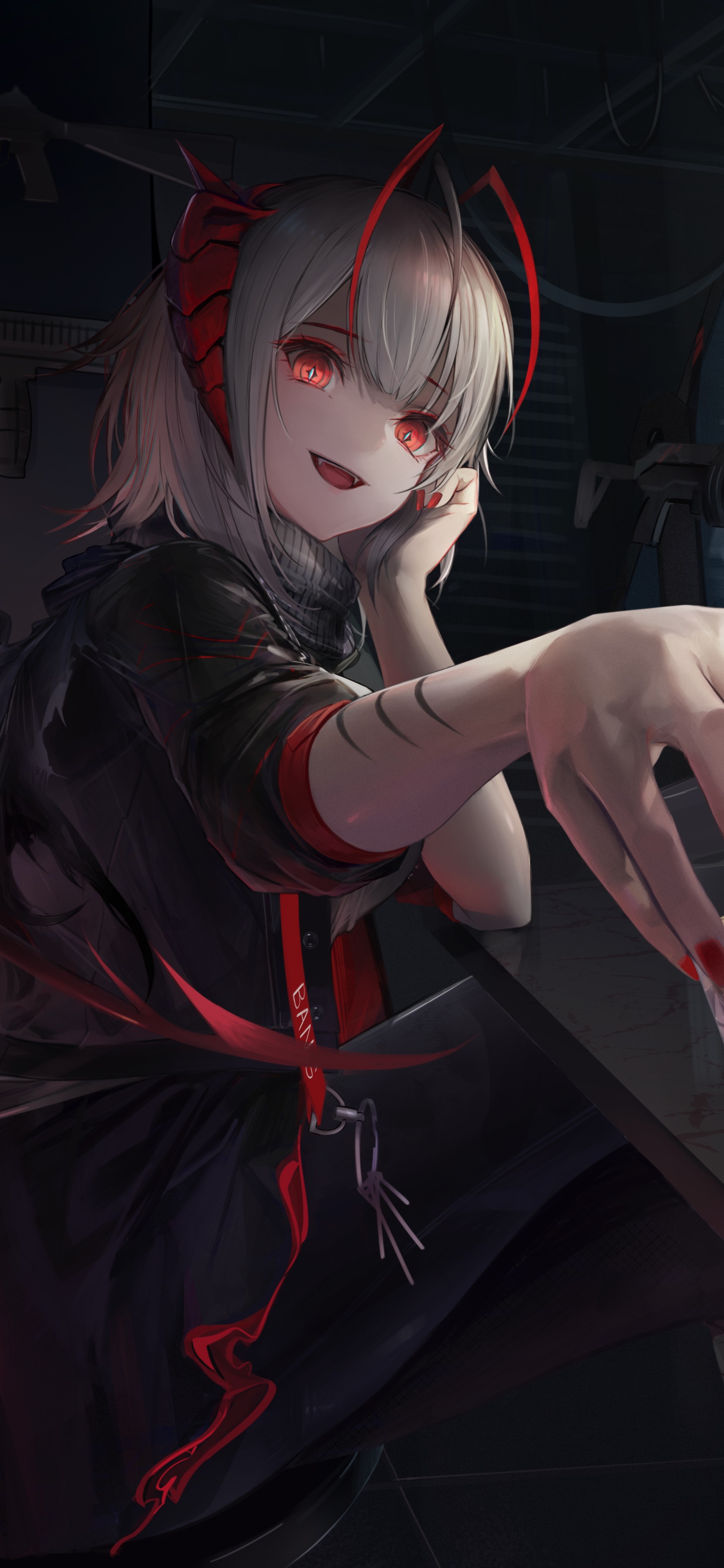 Video Game Arknights, White Hair, Red Eyes, W (Arknights), 1440x3120, Phone HD Wallpaper