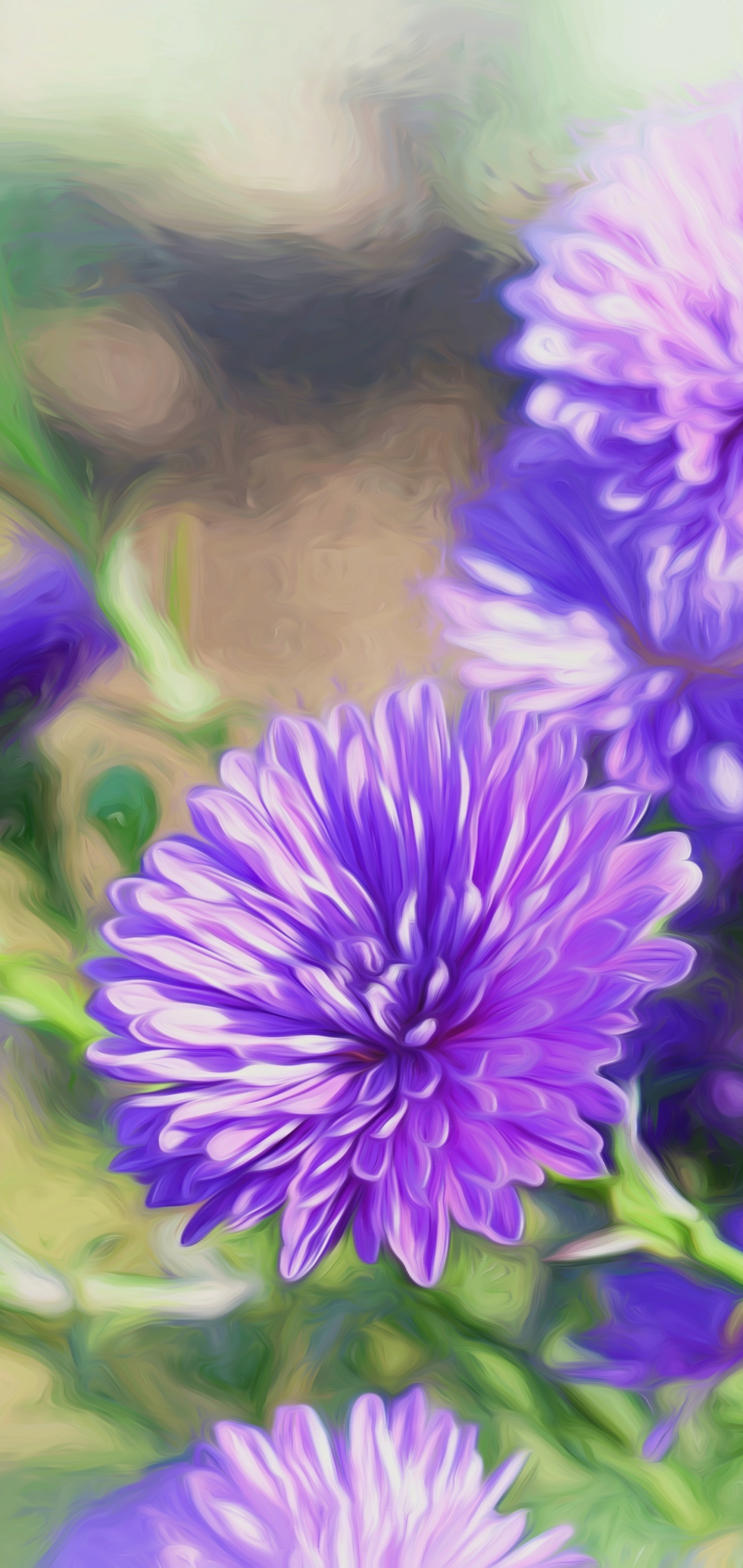 Earth Flower, Painting, Oil Painting, Purple Flower, 1440x3040, Phone HD Wallpaper
