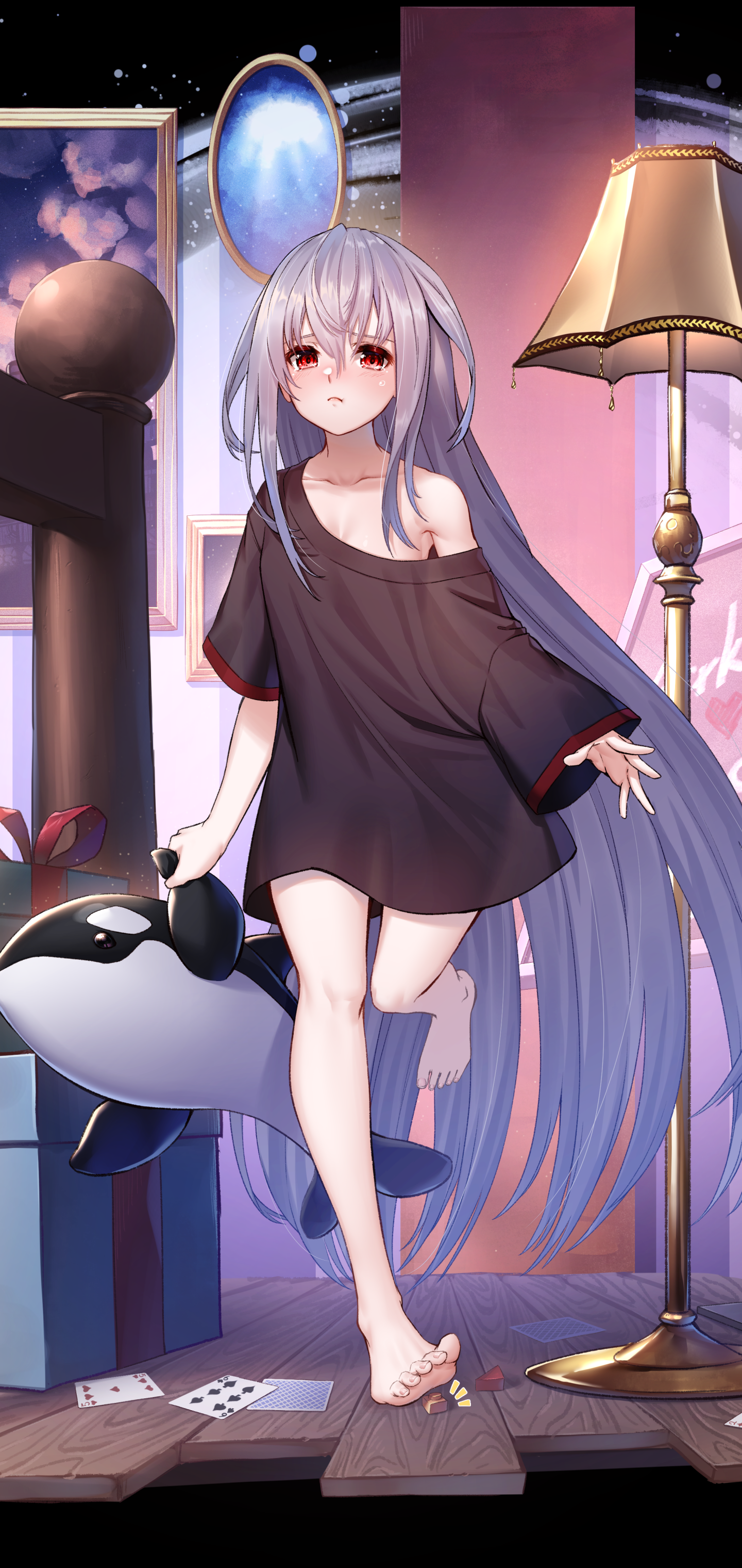 Video Game Arknights, White Hair, Red Eyes, Long Hair, Skadi (Arknights), 1440x3040, Phone HD Wallpaper