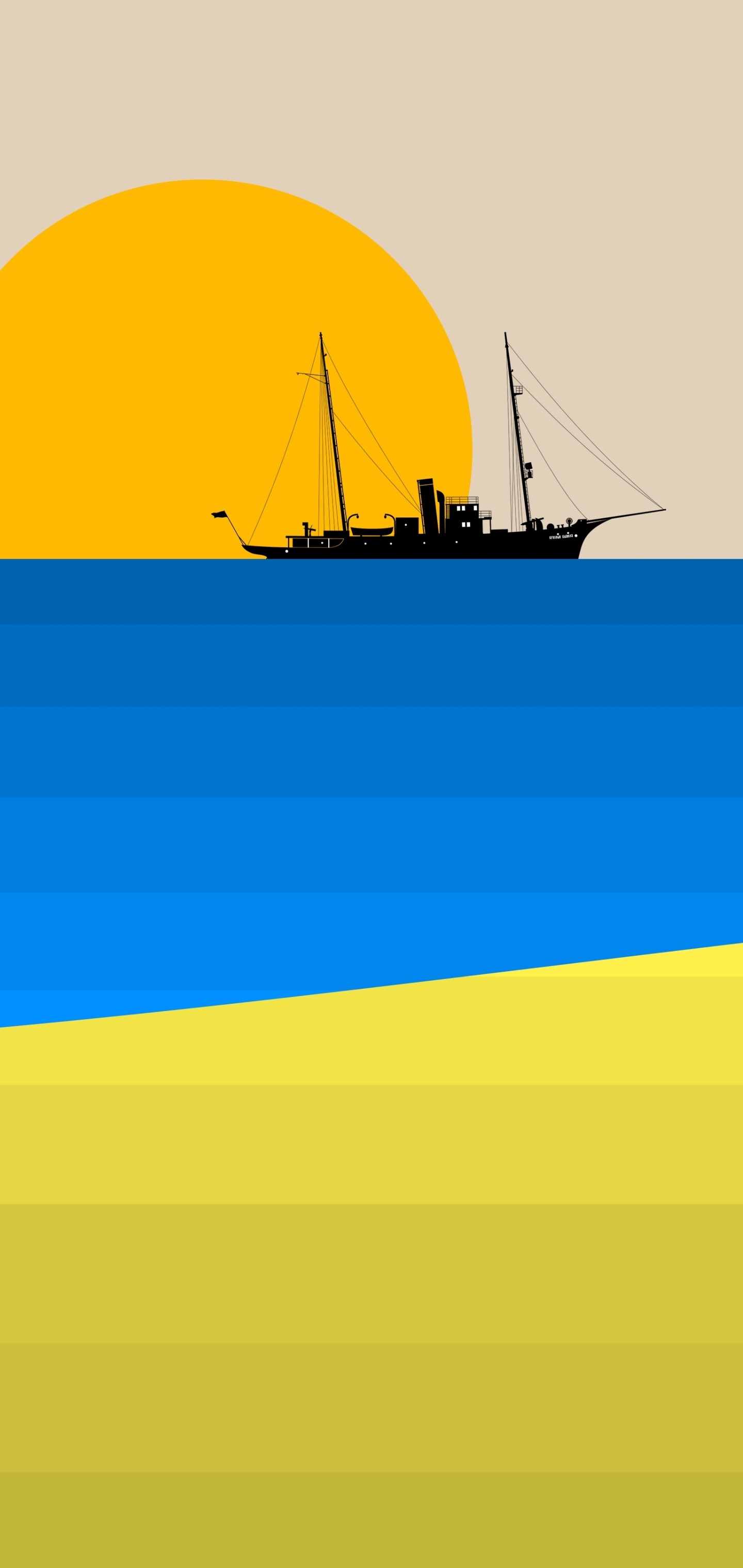 Artistic Minimalist, Ship, Sun, 1440x3040, Phone HD Wallpaper