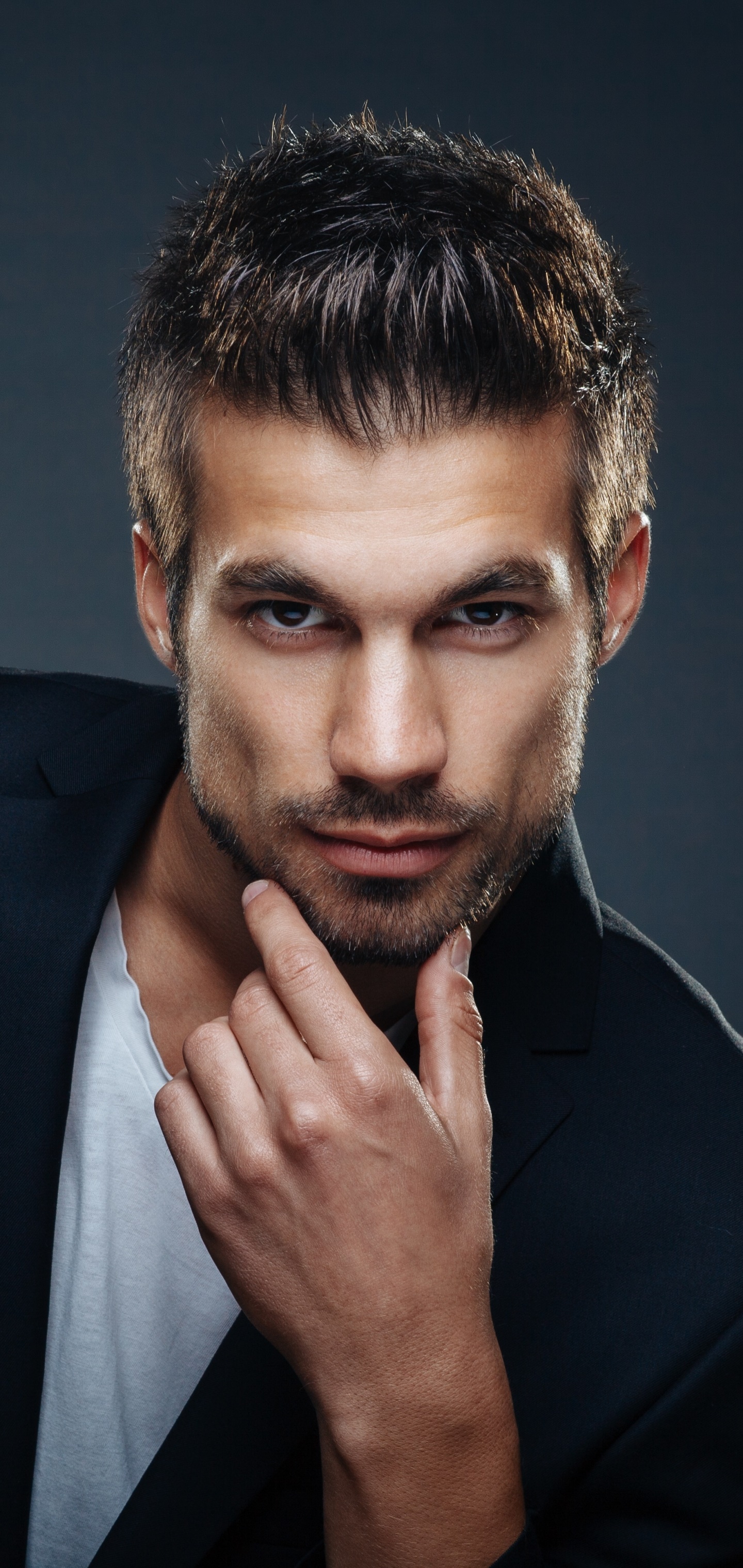 Men Model, Stare, Brown Eyes, 1440x3040, Phone HD Wallpaper