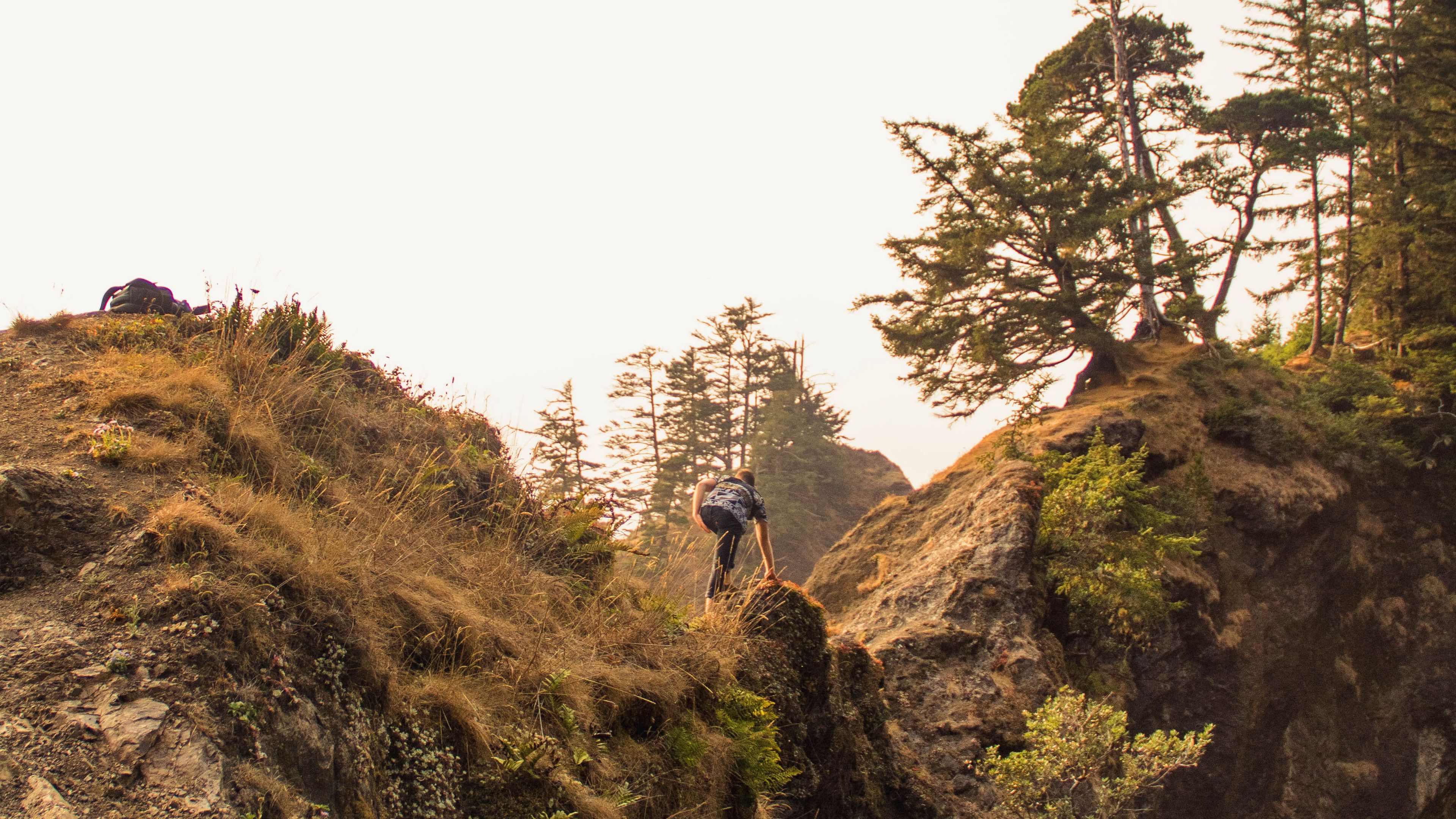walk, climb, hill, grass, 4k, HD Wallpaper