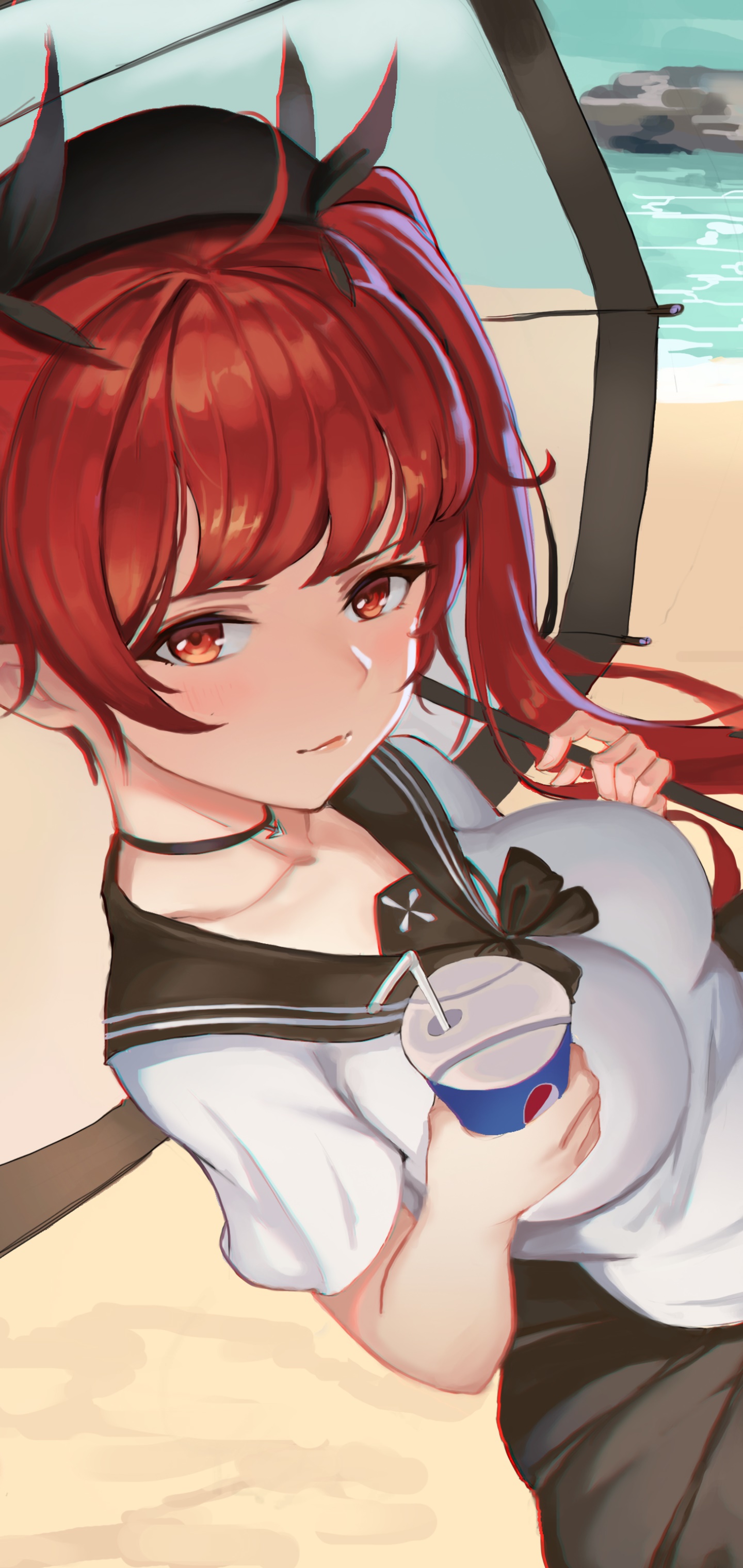 Anime Azur Lane, Red Eyes, Honolulu (Azur Lane), Red Hair, 1440x3040, Phone HD Wallpaper