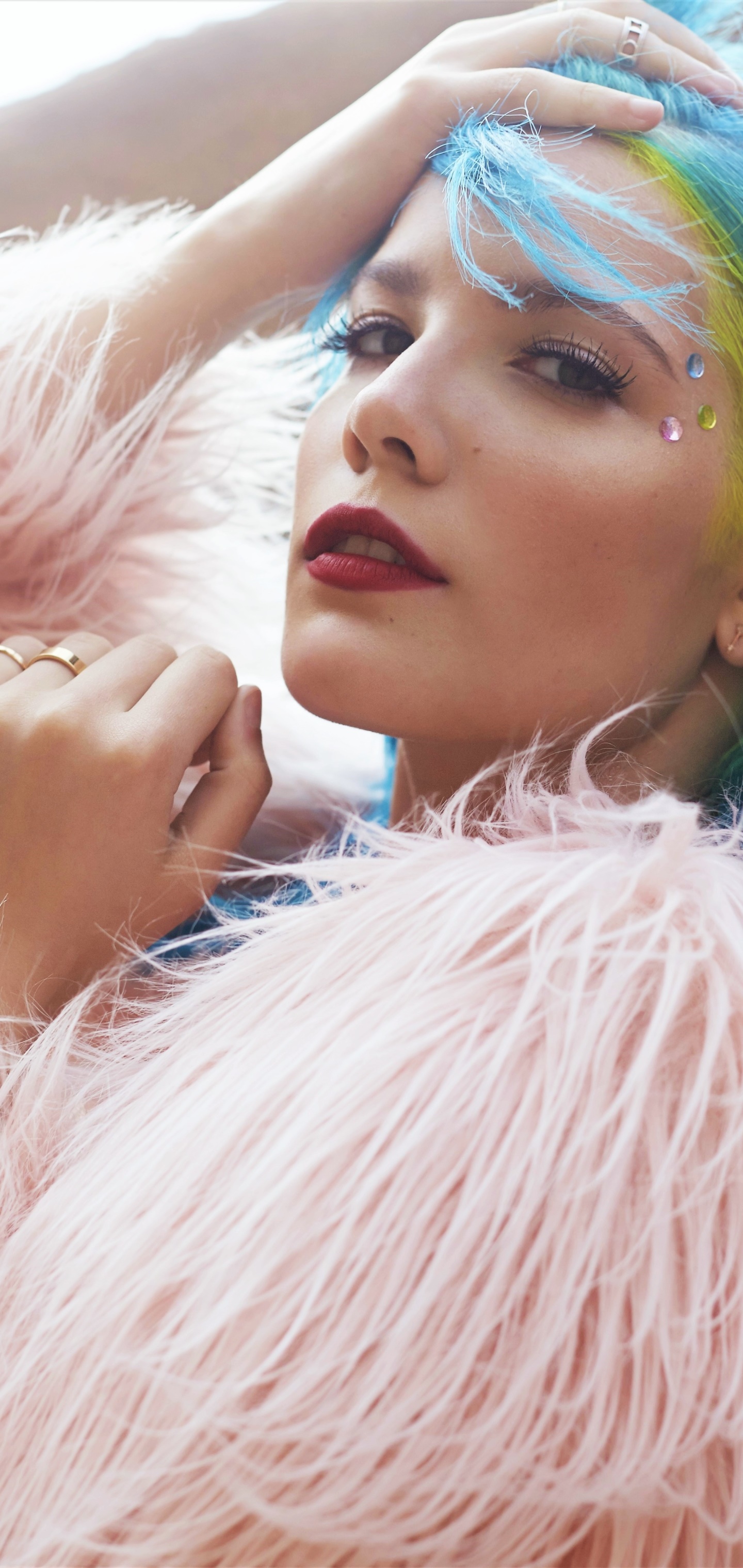 Music Halsey, Halsey (Singer), Lipstick, Singer, Blue Hair, 1440x3040, Phone HD Wallpaper