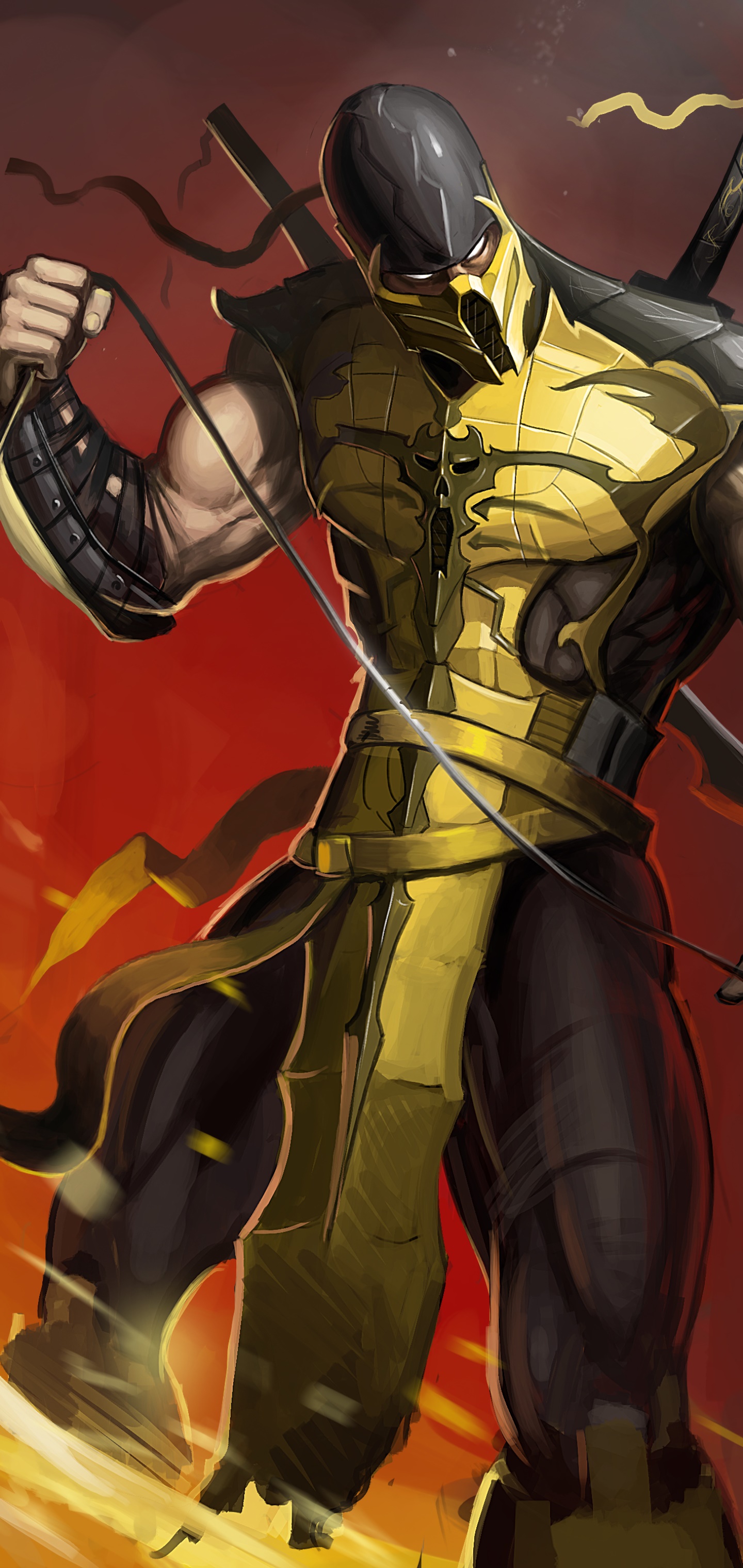 Video Game Mortal Kombat, Warrior, Scorpion (Mortal Kombat), 1440x3040, Phone HD Wallpaper