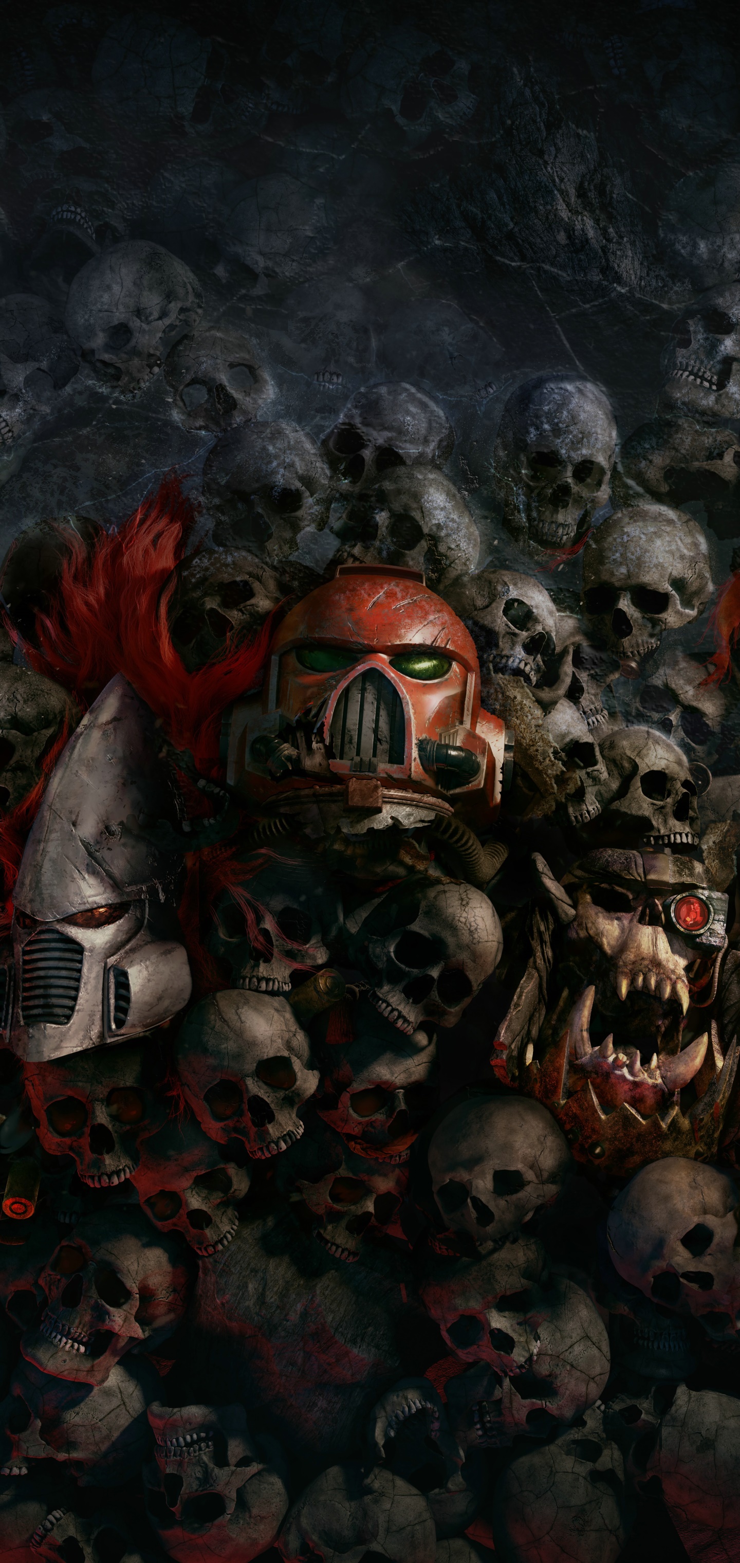 Video Game Warhammer 40,000: Dawn of War III, Dark, Skull, 1440x3040, Phone HD Wallpaper