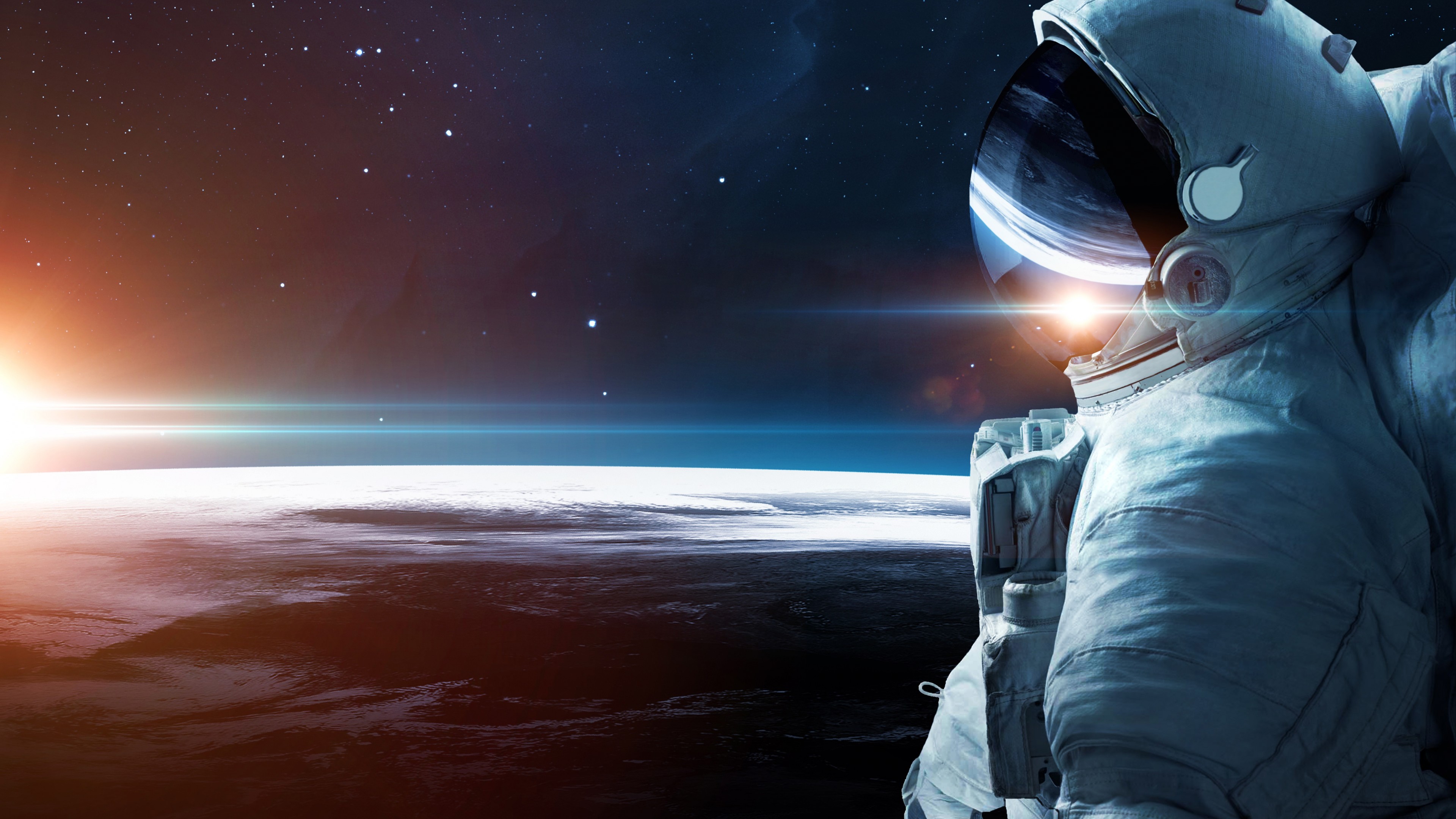 astronaut, stars, space, galaxy, 4K, HD Wallpaper