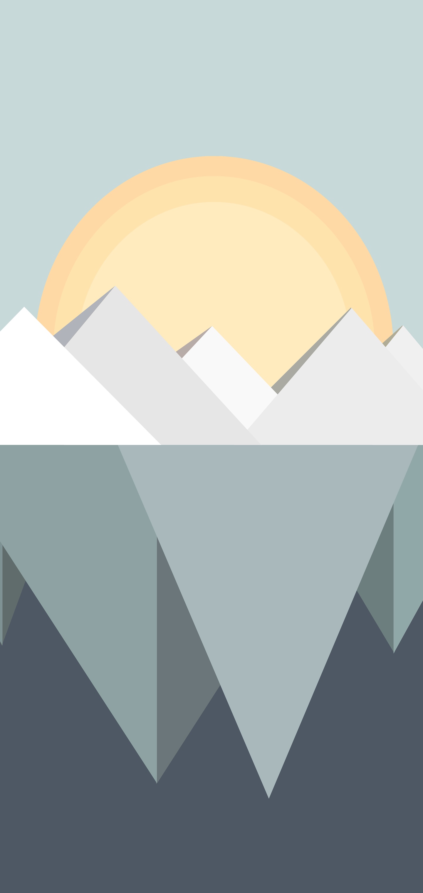 Artistic Minimalist, Sun, Water, Iceberg, 1440x3040, Phone HD Wallpaper