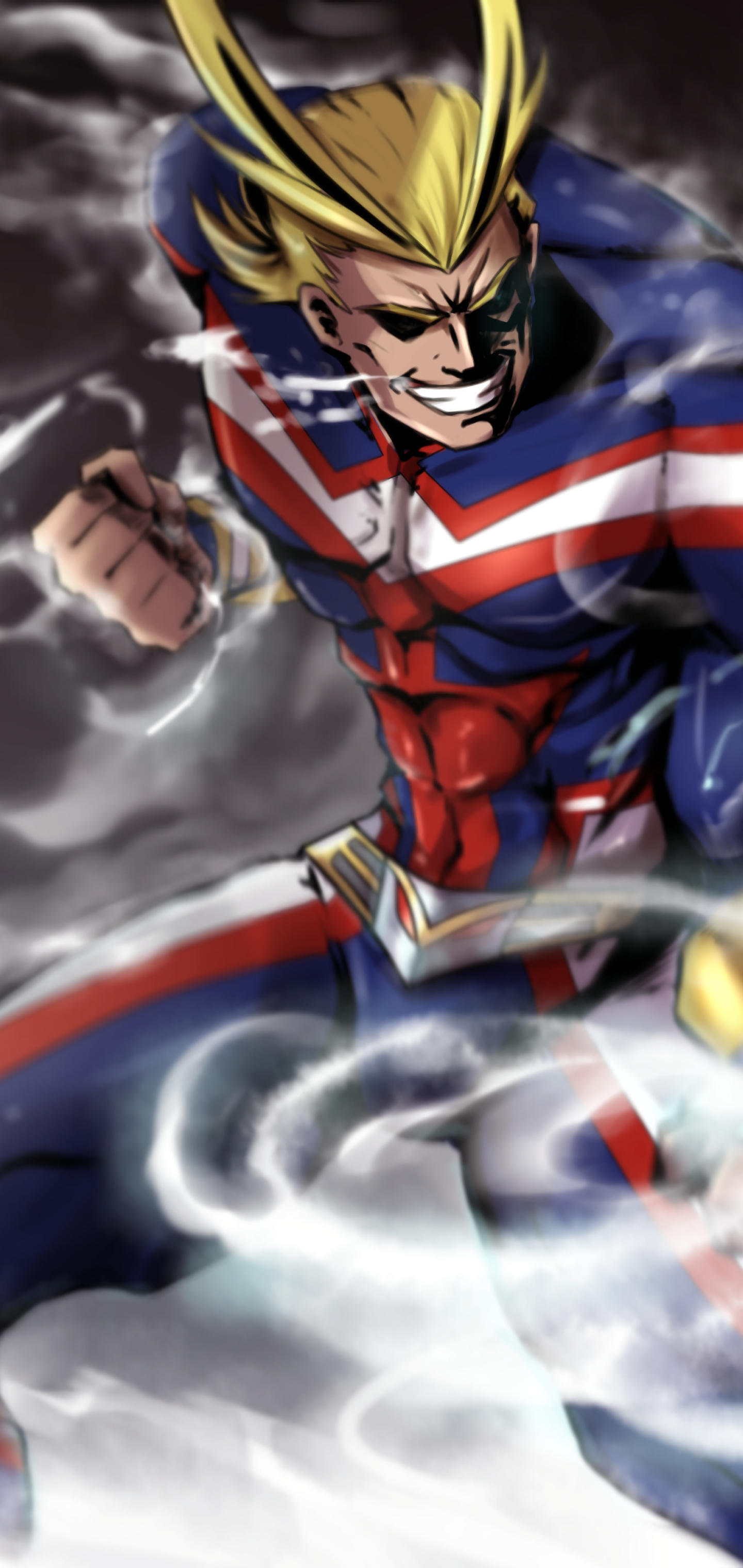 Anime My Hero Academia, Blonde, Smile, All Might, Toshinori Yagi, Smoke, 1440x3040, Phone HD Wallpaper