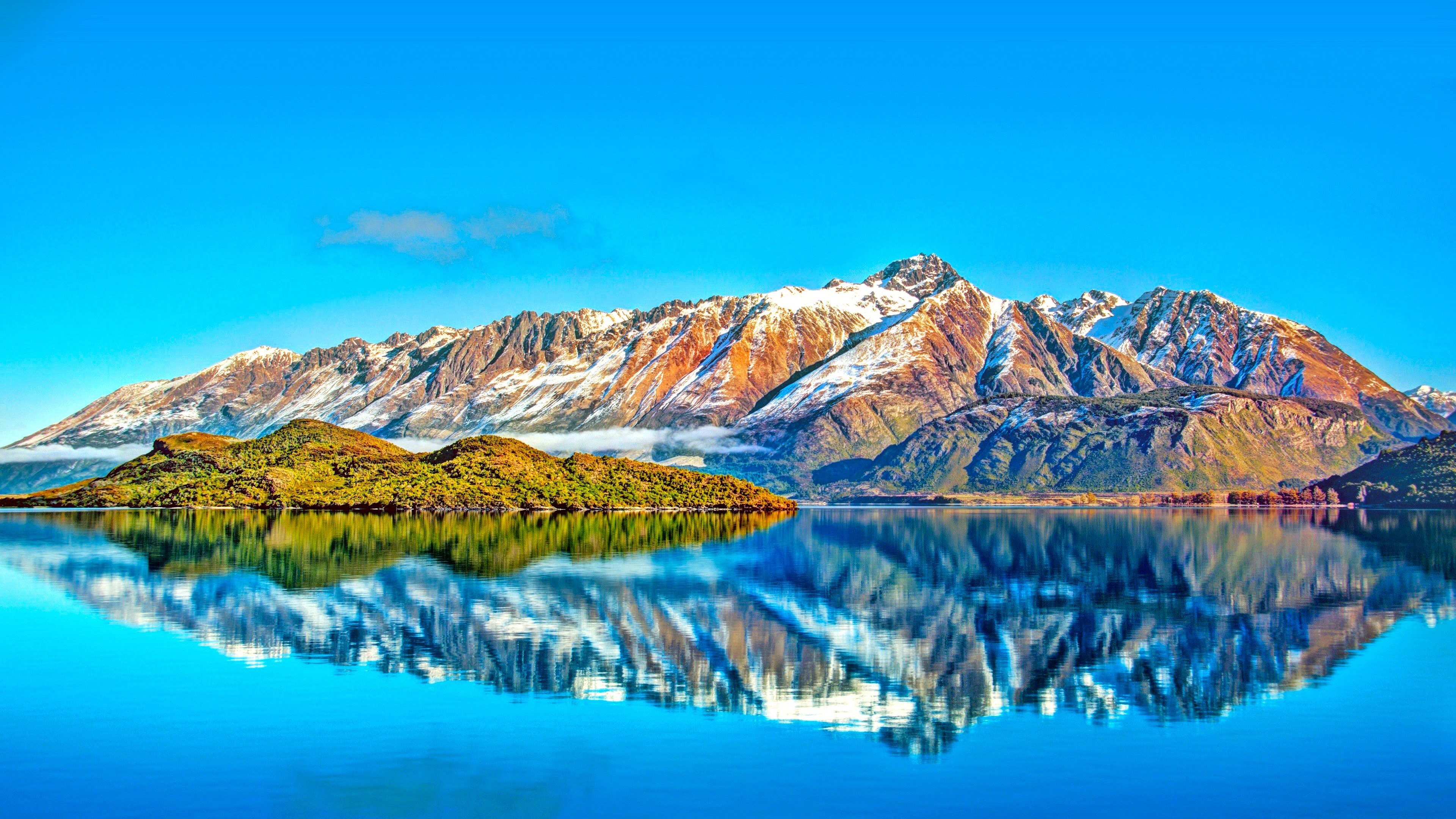 mountains, lake, 4k, HD Wallpaper