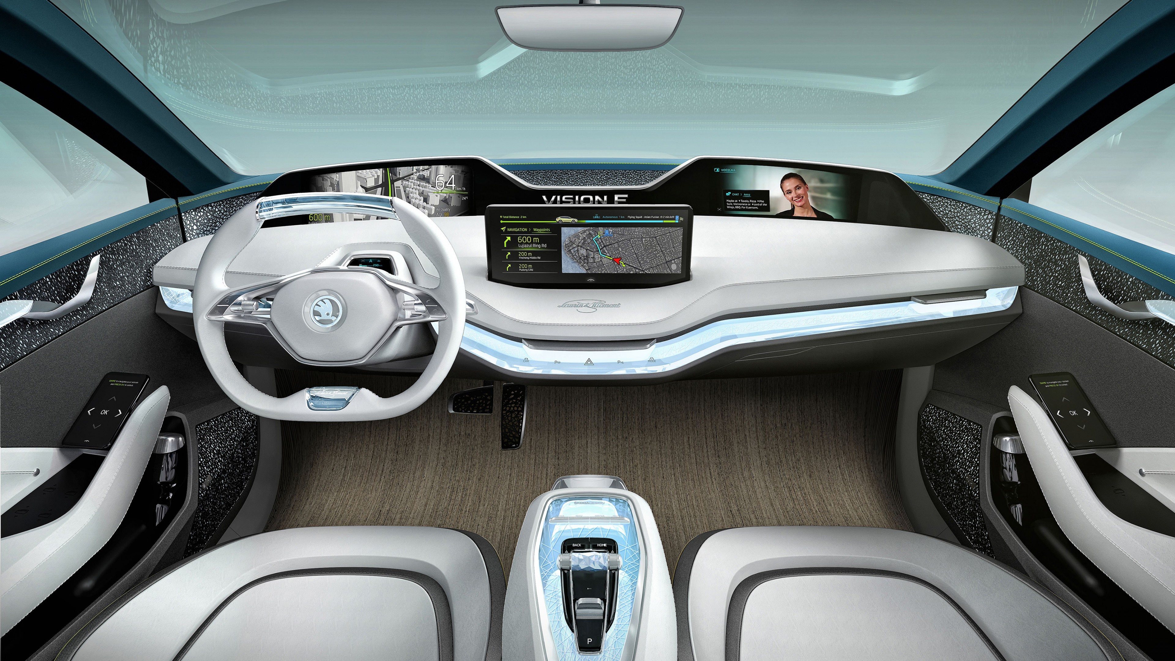 Skoda Vision X, electric car, interior, 4k, HD Wallpaper