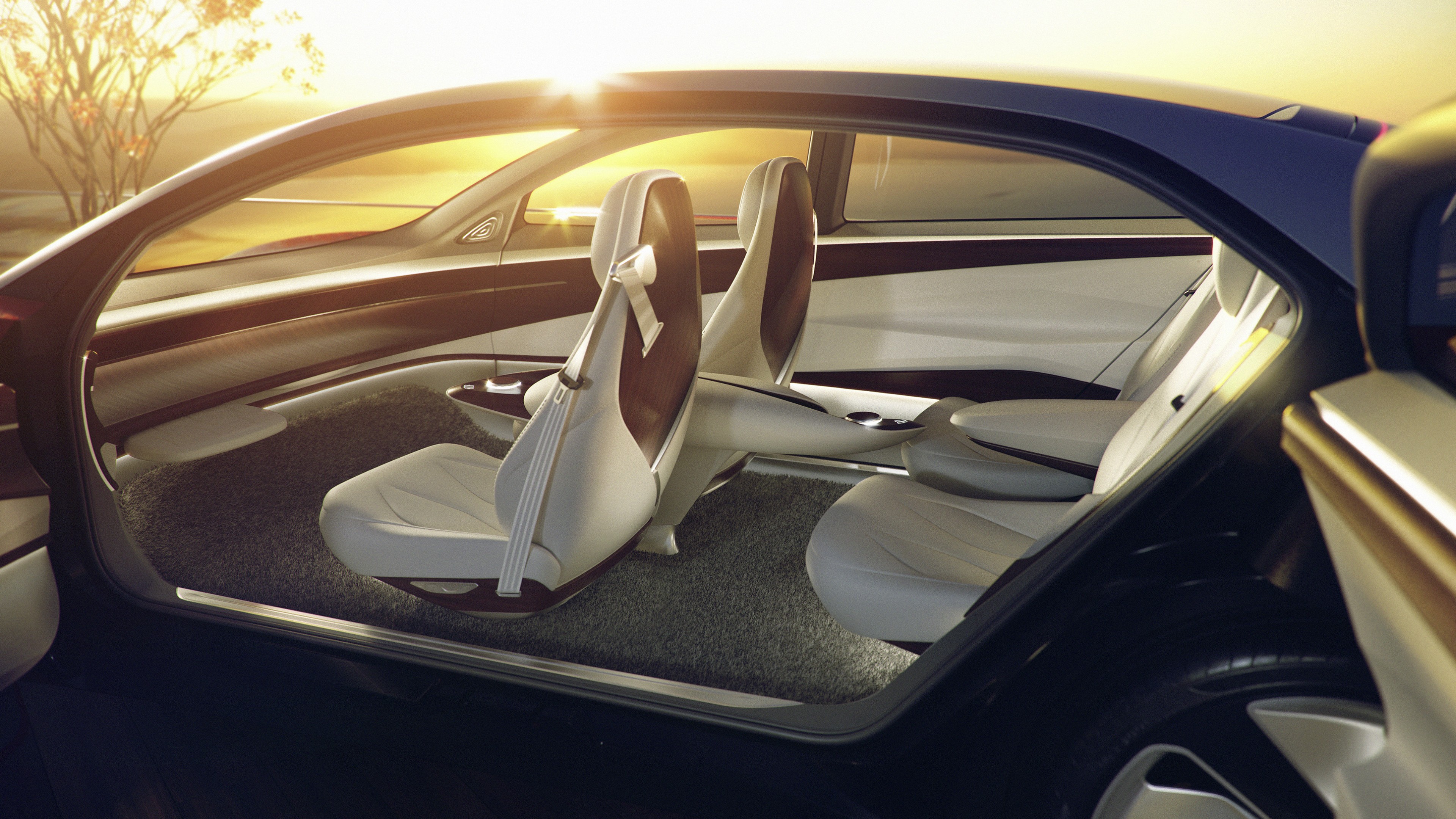 Volkswagen I.D. Vizzion, electric car, interior, 4k, HD Wallpaper