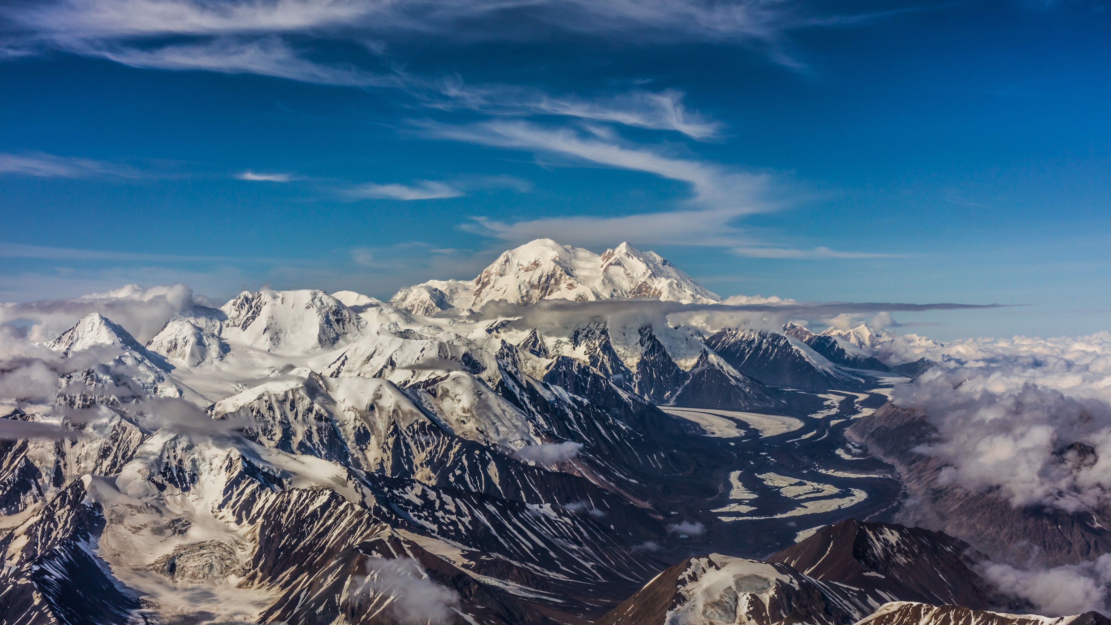 mountains, snow, winter, 4K, HD Wallpaper