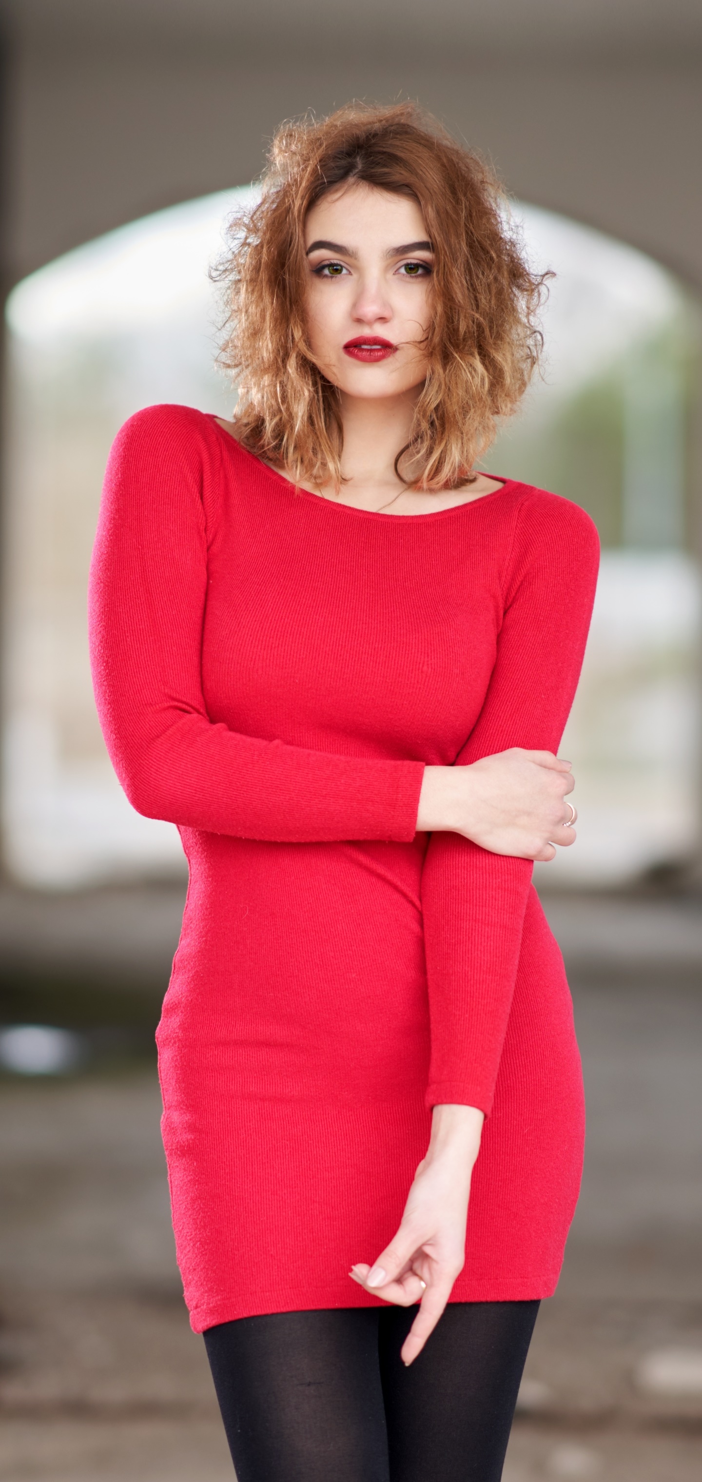 Women Model, Depth Of Field, Redhead, Lipstick, 1440x3040, Phone HD Wallpaper