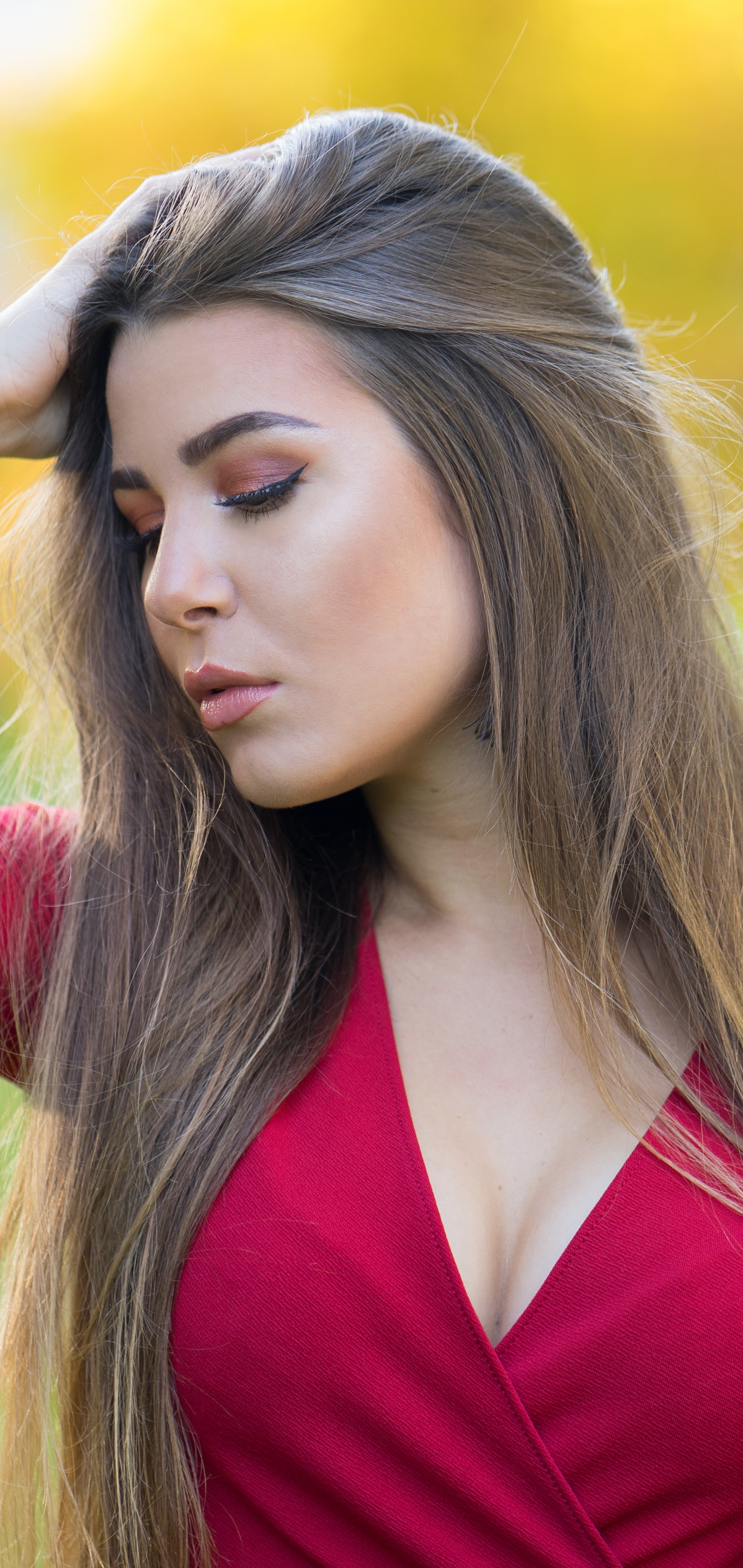 Women Model, Depth Of Field, Brunette, 1440x3040, Phone HD Wallpaper