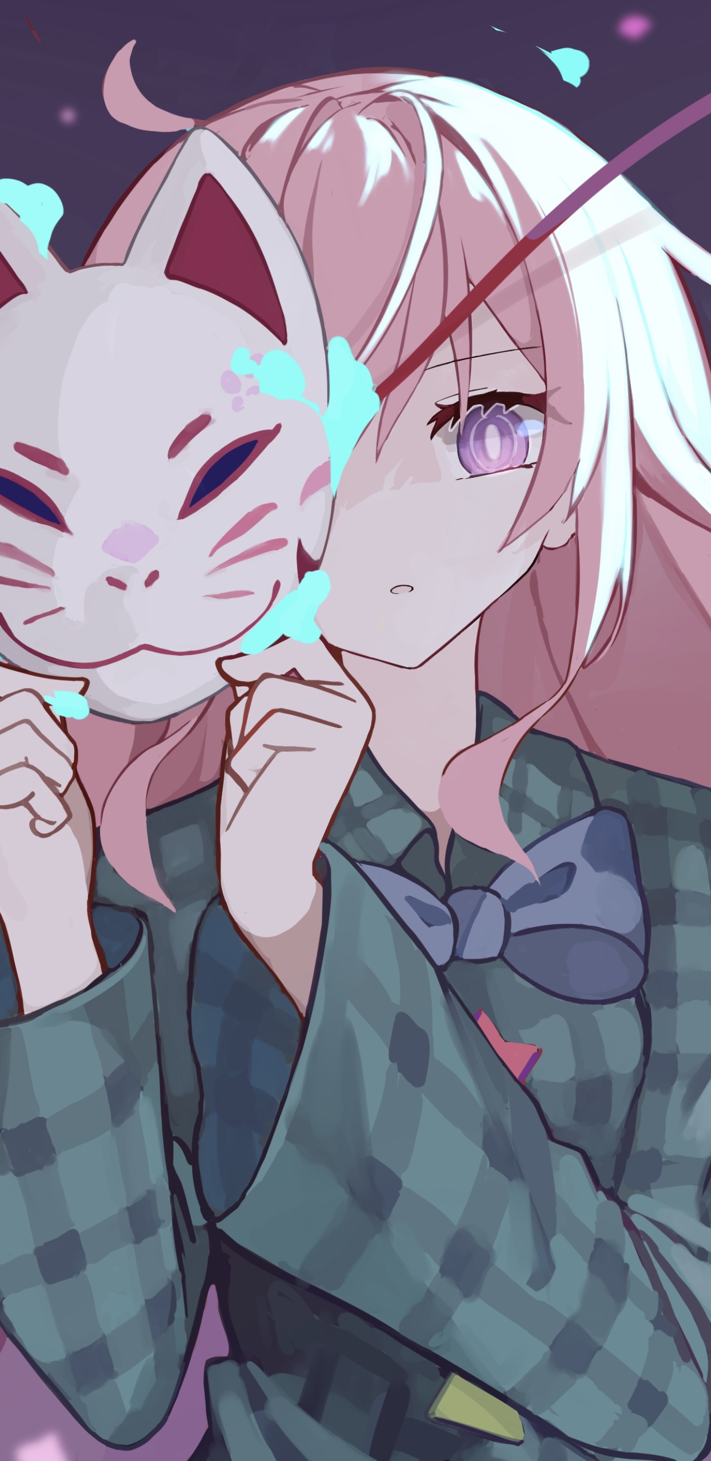 Anime Touhou, Mask, Hata No Kokoro, 1440x2960, Phone HD Wallpaper