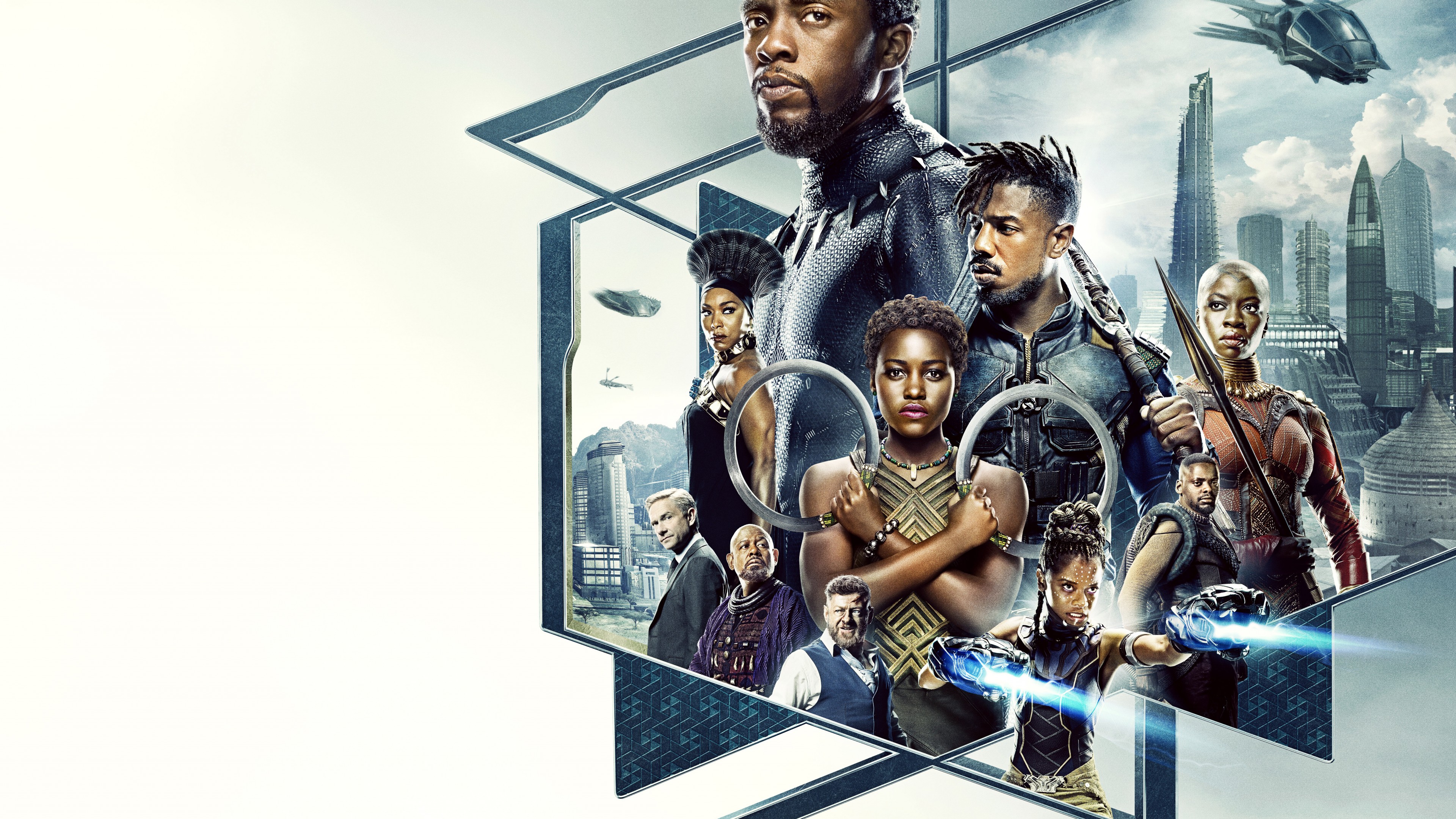 Black Panther, Chadwick Boseman, Michael B. Jordan, Angela Bassett, Forest Whitaker, Martin Freeman, Lupita Nyongo, 4K, HD Wallpaper